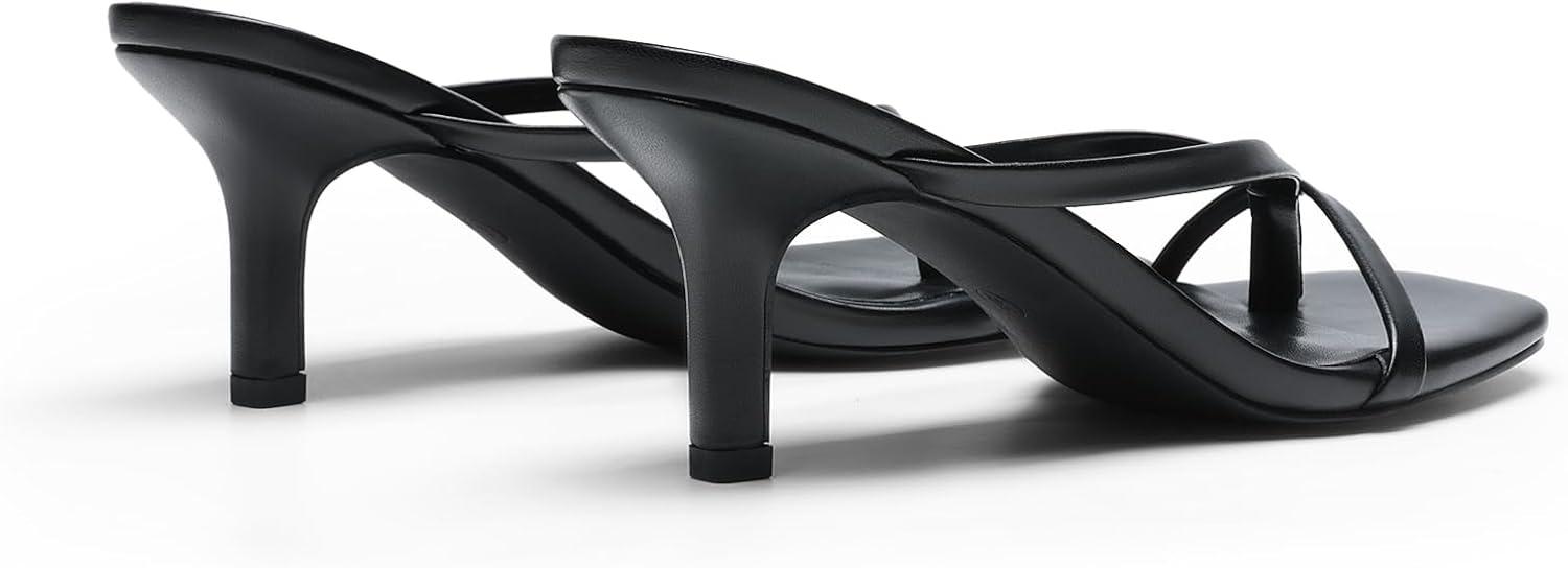 imageDREAM PAIRS Heels for Women Flip Flops Kitten Low Heels Open Square Toe Thong Heeled Sandals Fashion Comfort Shoes for Party Casual SlidesBlack