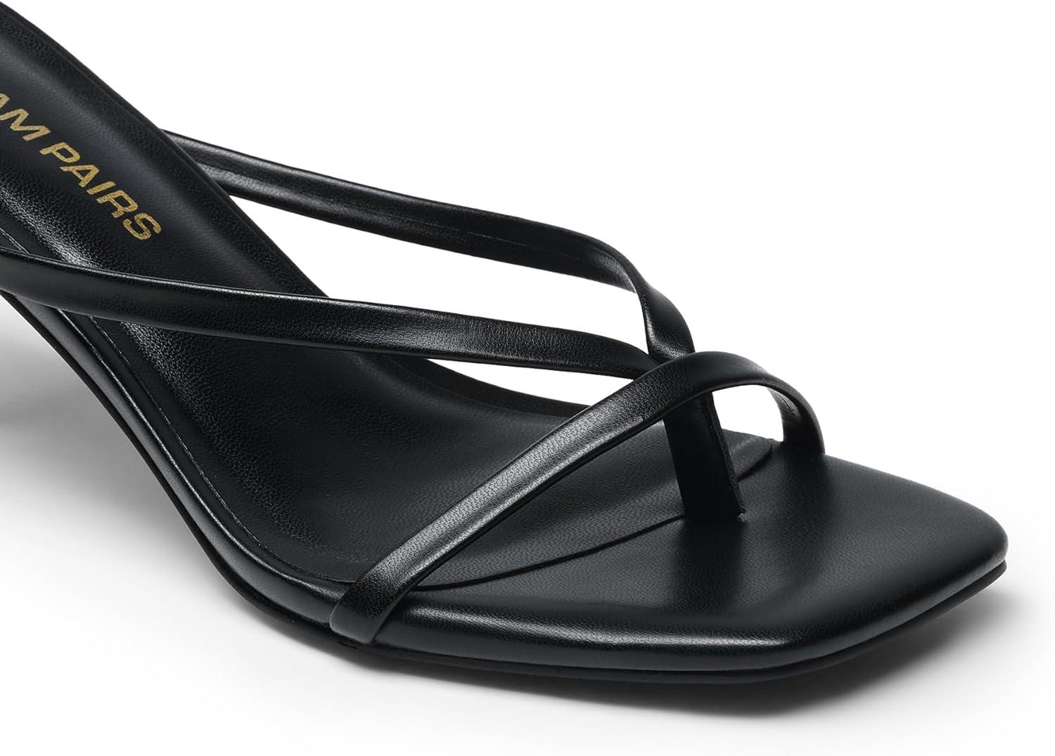 imageDREAM PAIRS Heels for Women Flip Flops Kitten Low Heels Open Square Toe Thong Heeled Sandals Fashion Comfort Shoes for Party Casual SlidesBlack