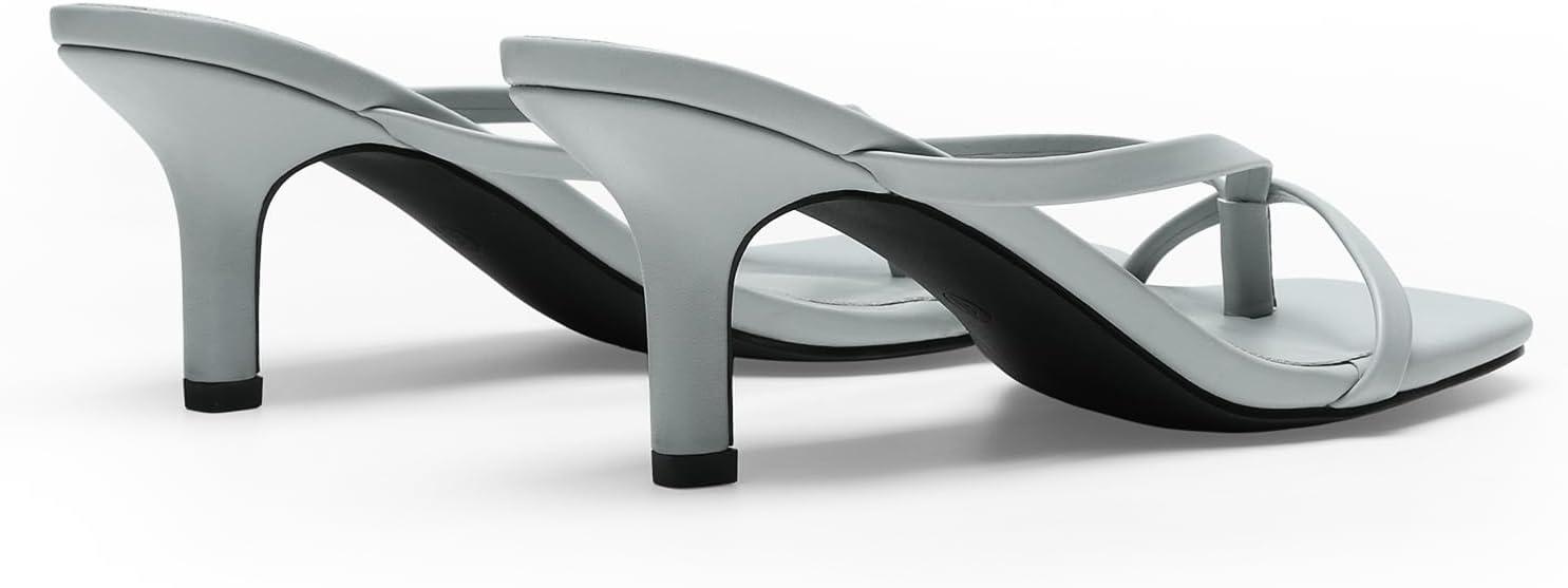 imageDREAM PAIRS Heels for Women Flip Flops Kitten Low Heels Open Square Toe Thong Heeled Sandals Fashion Comfort Shoes for Party Casual SlidesGrey