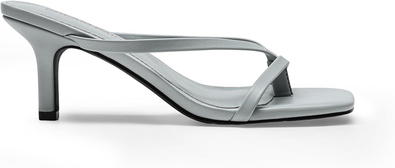 imageDREAM PAIRS Heels for Women Flip Flops Kitten Low Heels Open Square Toe Thong Heeled Sandals Fashion Comfort Shoes for Party Casual SlidesGrey