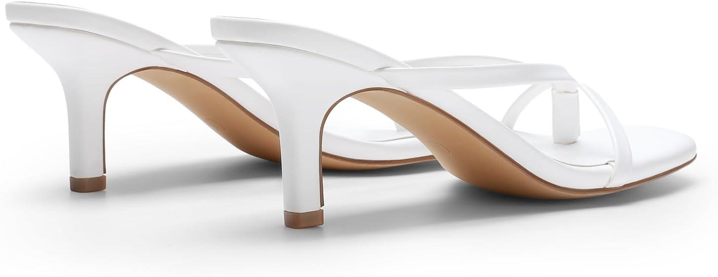 imageDREAM PAIRS Heels for Women Flip Flops Kitten Low Heels Open Square Toe Thong Heeled Sandals Fashion Comfort Shoes for Party Casual SlidesWhite