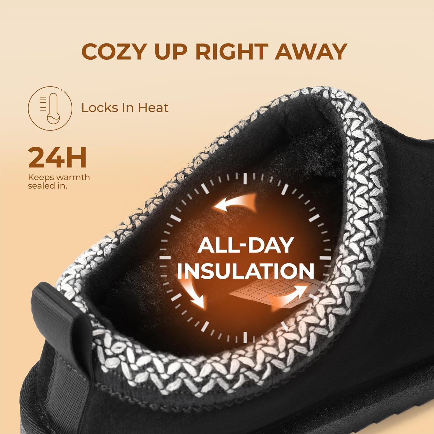 imageDREAM PAIRS Mens Fuzzy Cozy Slippers Genuine Suede Indoor Outdoor Home Comfy Winter Slip On Cute Warm Memory Foam Furry Shoes FuzzyEasyBlack