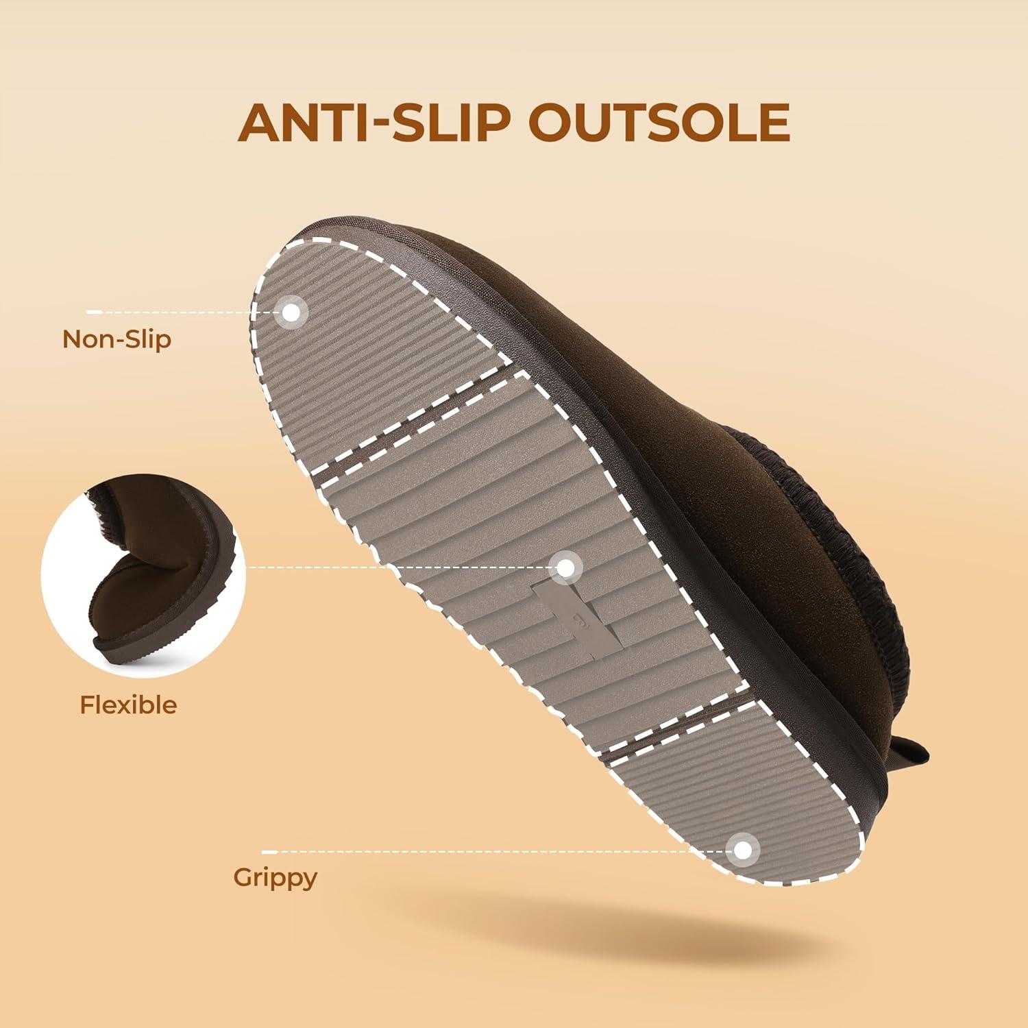 imageDREAM PAIRS Mens Fuzzy Cozy Slippers Genuine Suede Indoor Outdoor Home Comfy Winter Slip On Cute Warm Memory Foam Furry Shoes FuzzyEasyBrown