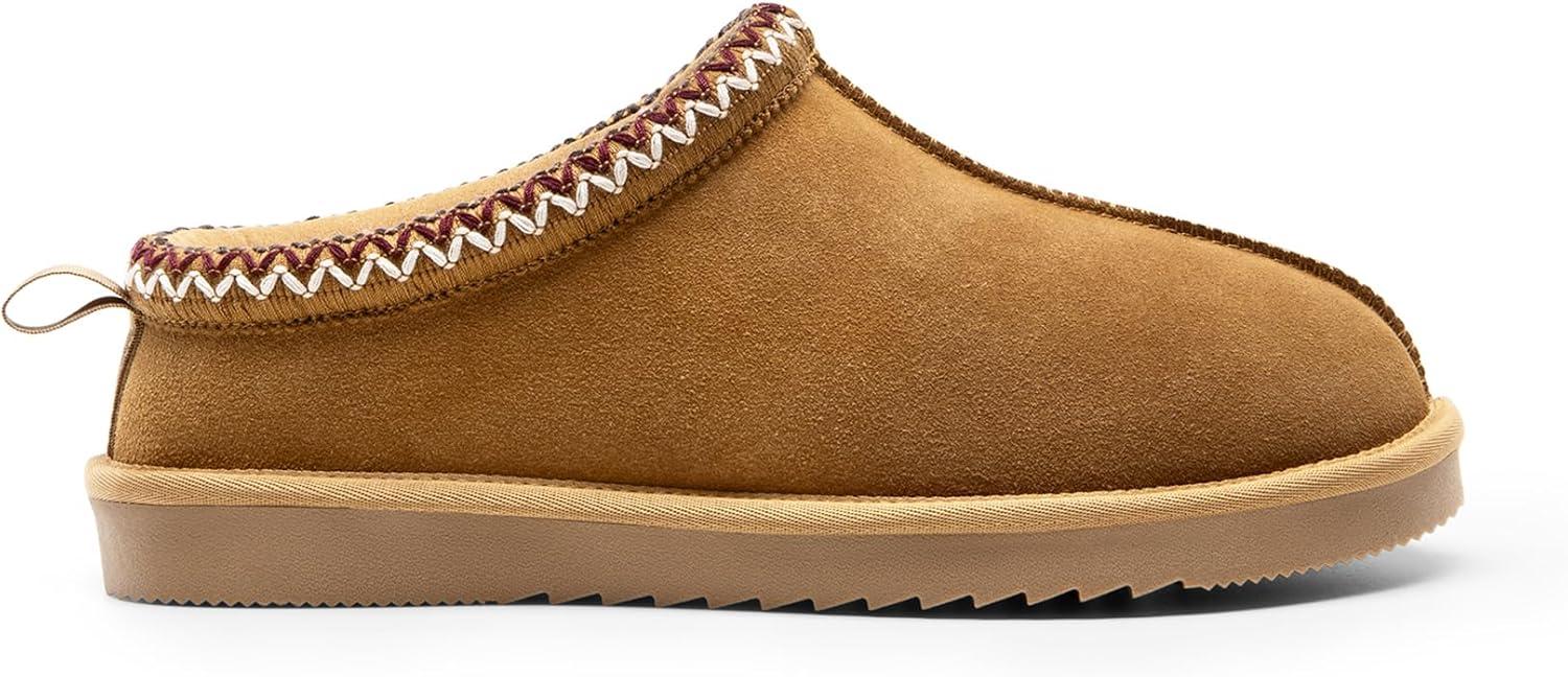 imageDREAM PAIRS Mens Fuzzy Cozy Slippers Genuine Suede Indoor Outdoor Home Comfy Winter Slip On Cute Warm Memory Foam Furry Shoes FuzzyEasyChestnut