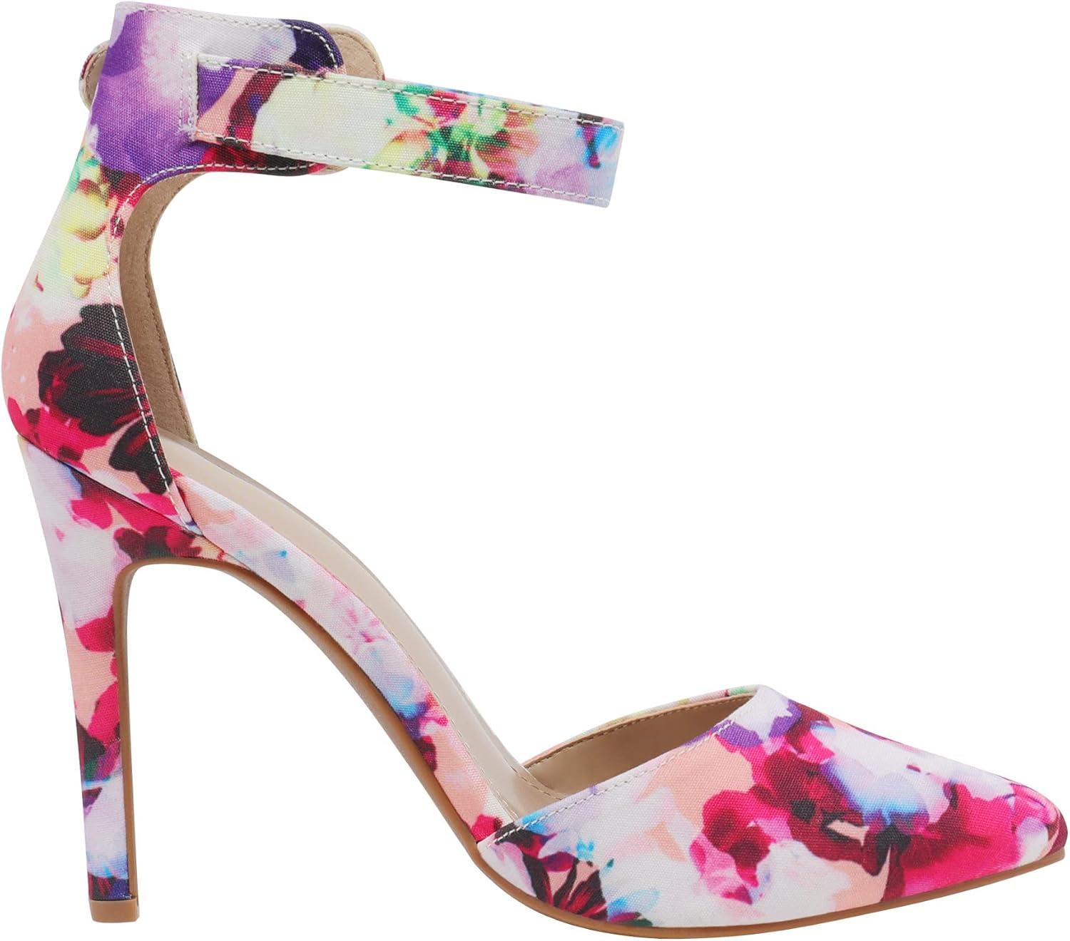 imageDREAM PAIRS OppointedAnkle Womens Pointed Toe Ankle Strap DOrsay High Heel Stiletto Pumps ShoesFloral