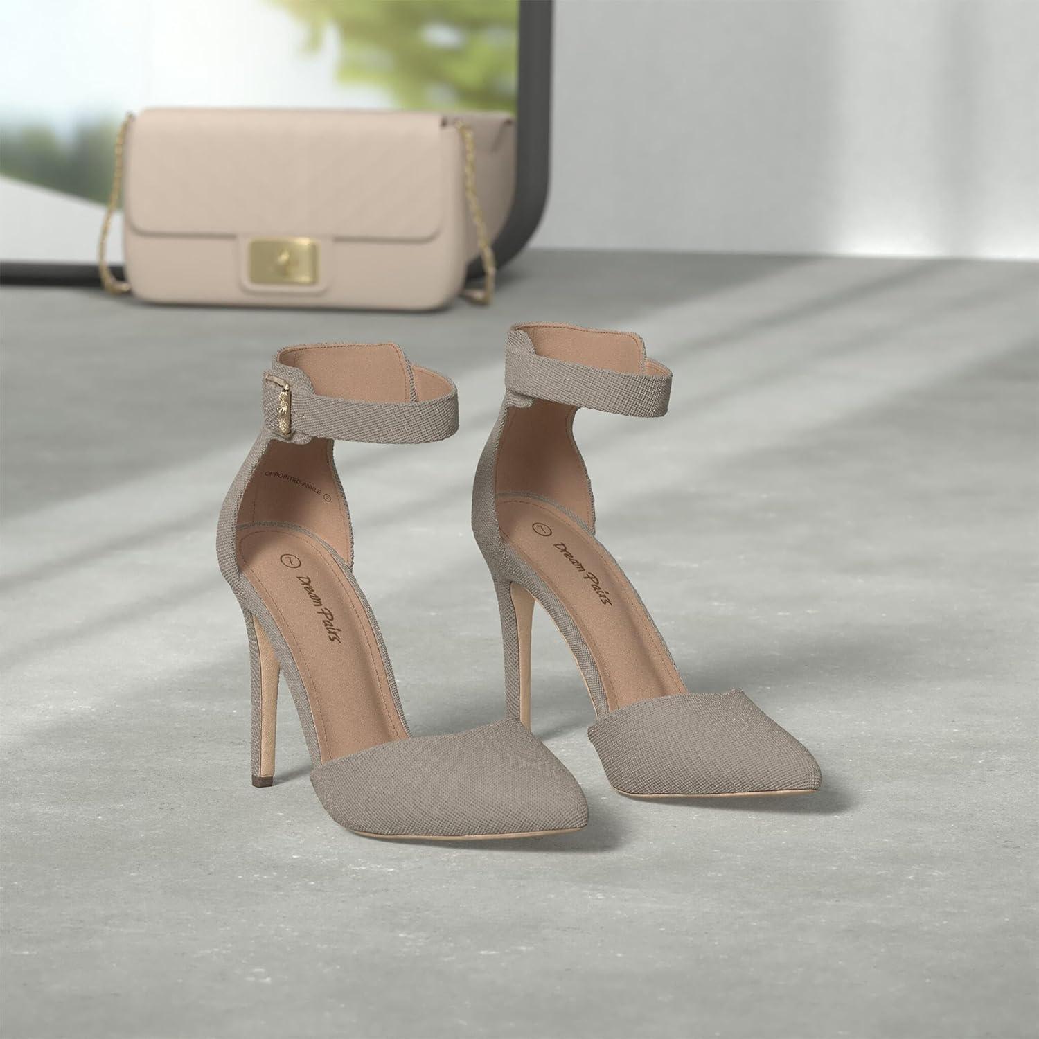 imageDREAM PAIRS OppointedAnkle Womens Pointed Toe Ankle Strap DOrsay High Heel Stiletto Pumps ShoesGoldGlitter