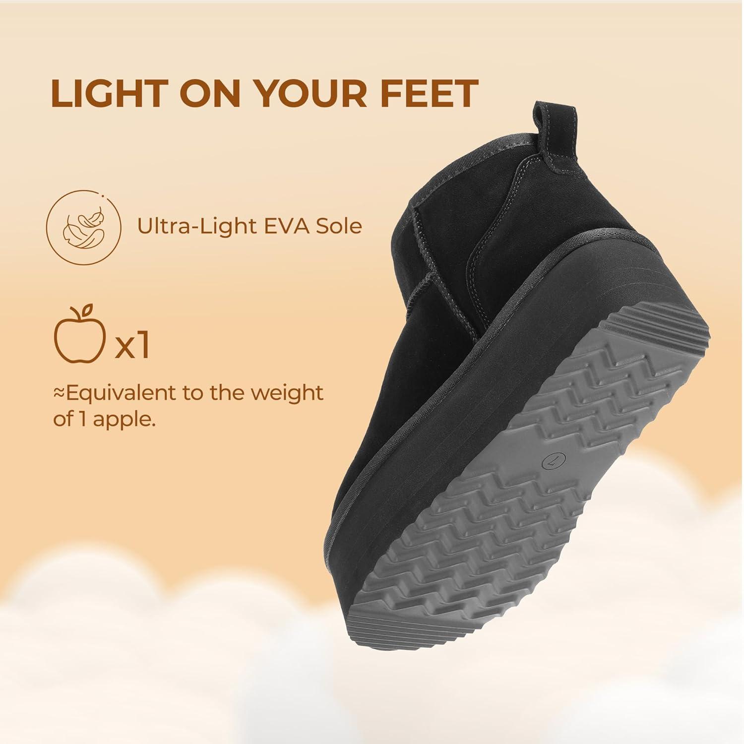 imageDREAM PAIRS Platform Mini Boots for Women Suede Genuine Leather Classic Winter Ankle Snow Boots with Memory Foam Insole Lightweight AntiSlip Outsole FuzzyClassicBlack