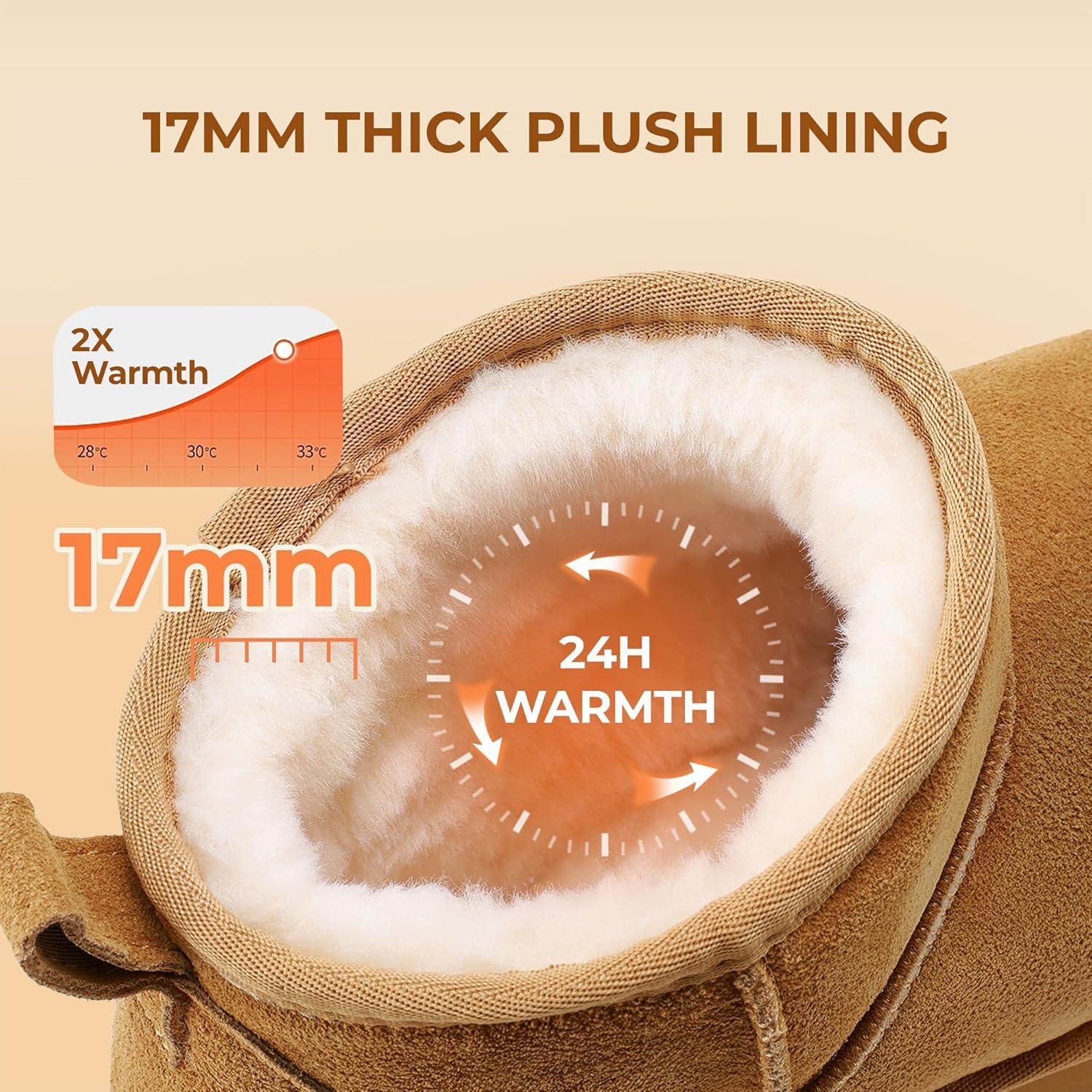 imageDREAM PAIRS Platform Mini Boots for Women Suede Genuine Leather Classic Winter Ankle Snow Boots with Memory Foam Insole Lightweight AntiSlip Outsole FuzzyClassicChestnut