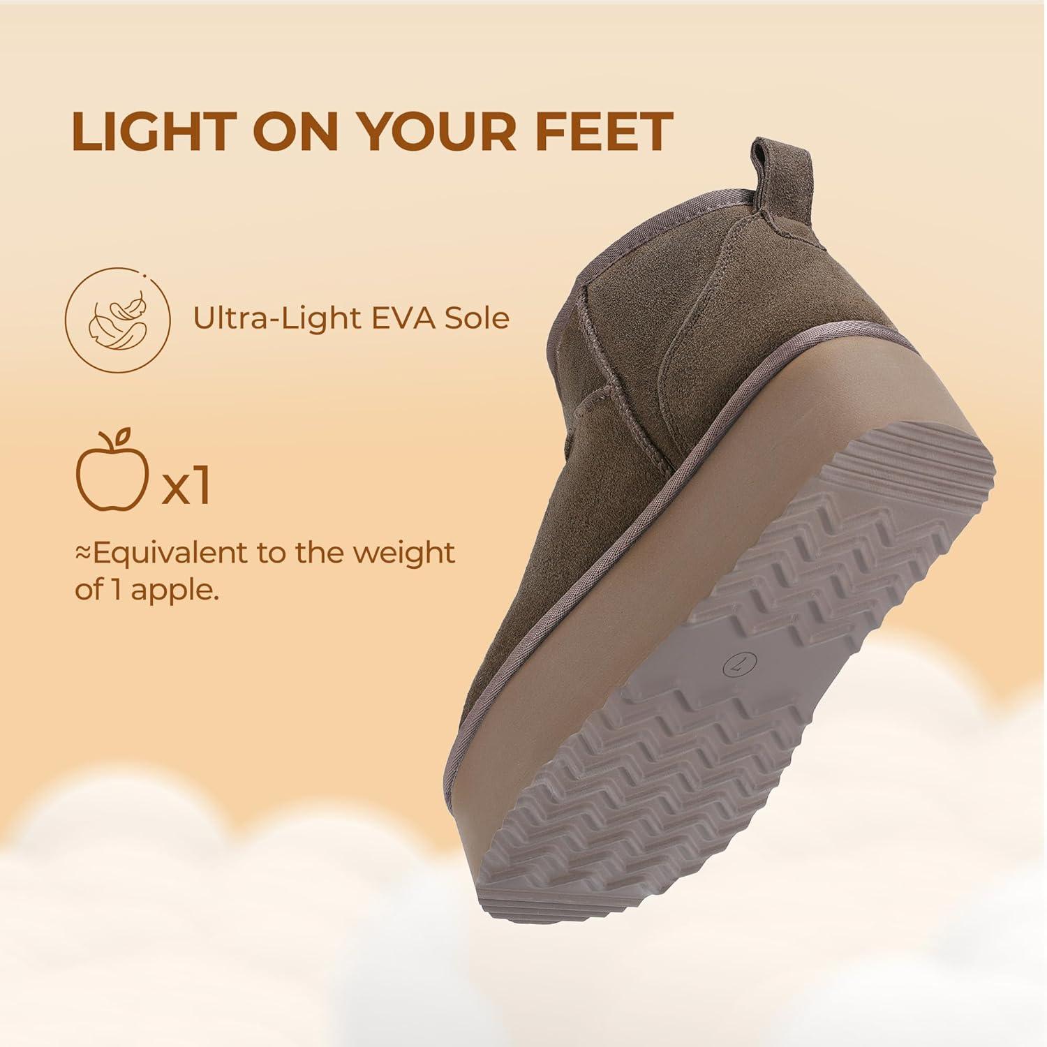 imageDREAM PAIRS Platform Mini Boots for Women Suede Genuine Leather Classic Winter Ankle Snow Boots with Memory Foam Insole Lightweight AntiSlip Outsole FuzzyClassicTaupe