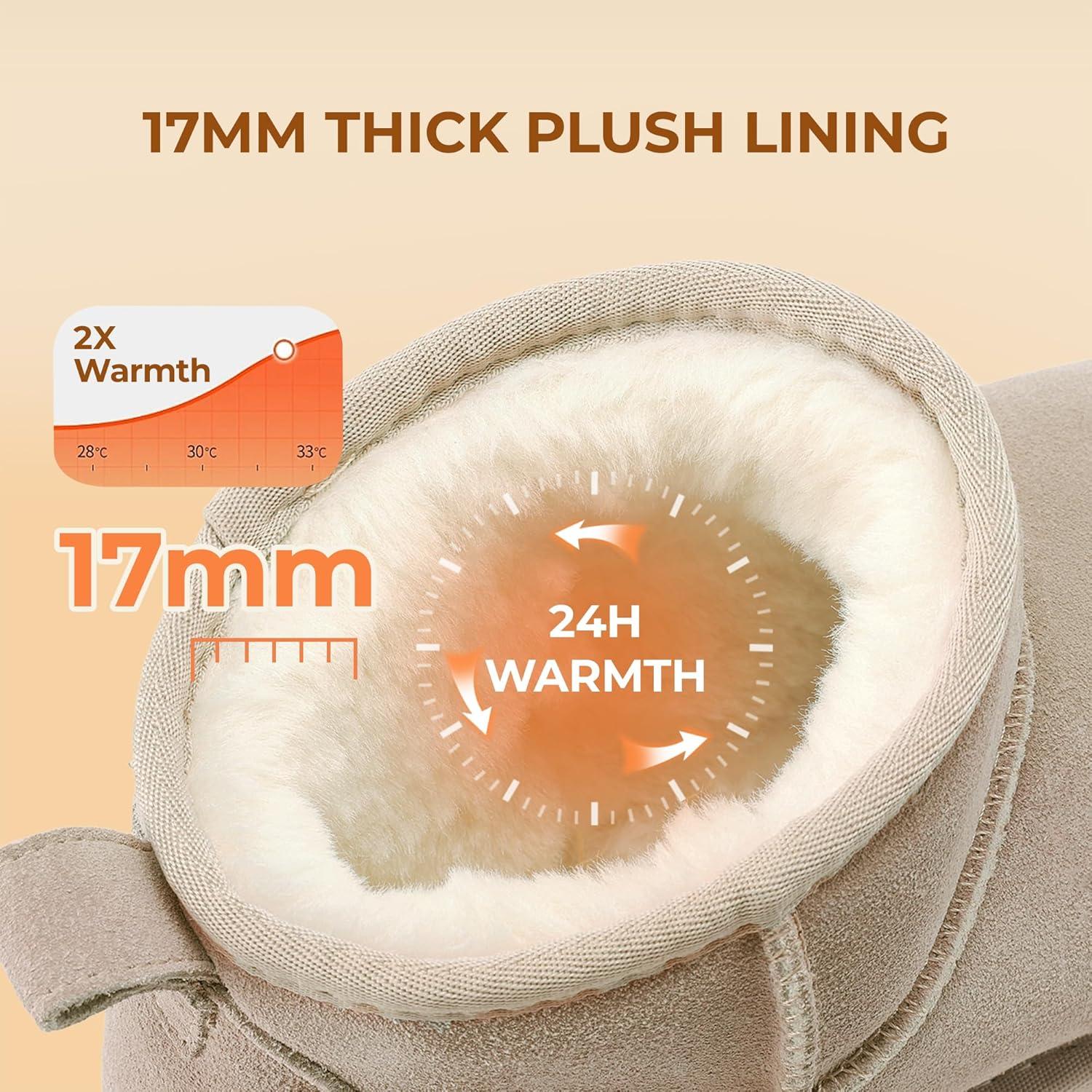 imageDREAM PAIRS Platform Mini Boots for Women Suede Genuine Leather Classic Winter Ankle Snow Boots with Memory Foam Insole Lightweight AntiSlip Outsole FuzzyClassicSand