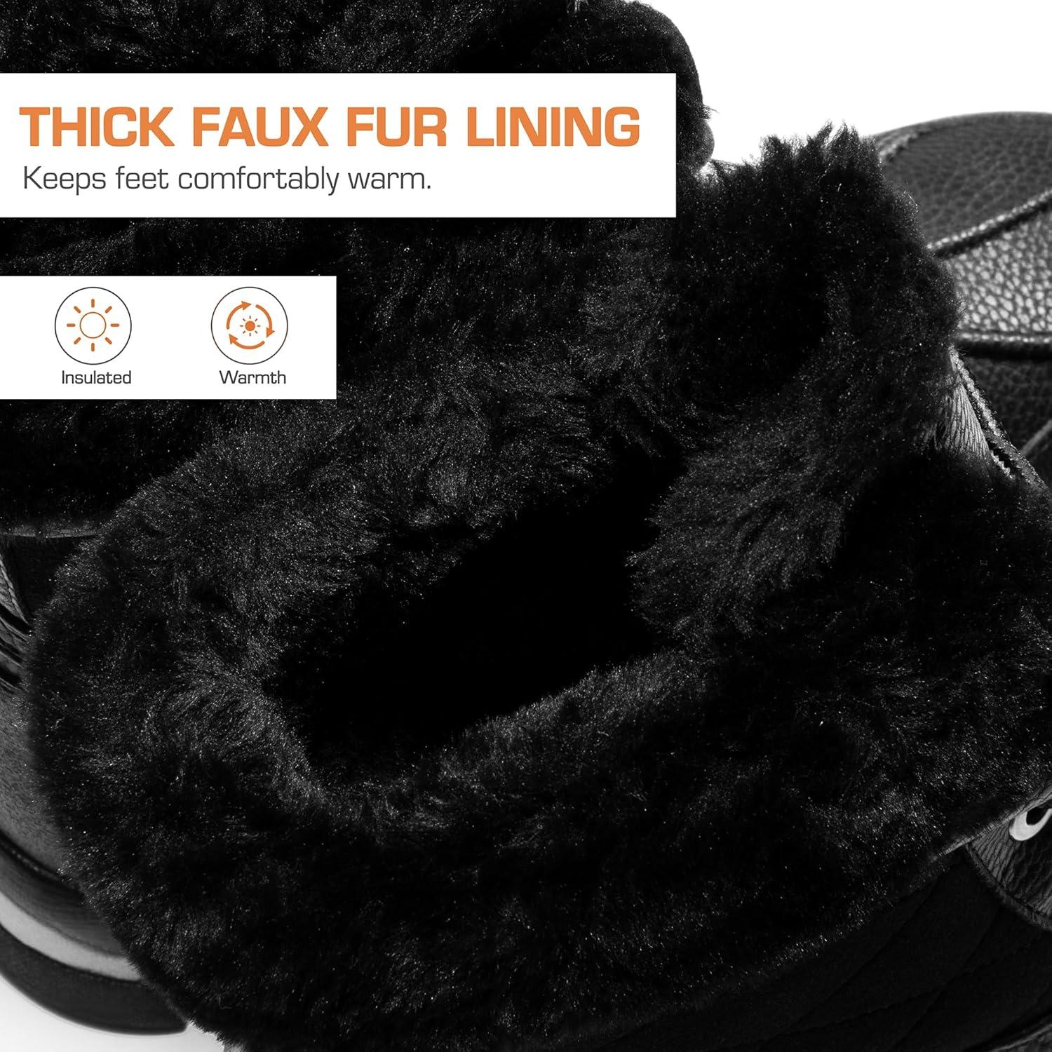 imageDREAM PAIRS Snow Boots for Women Waterproof Mid Calf Lace Up Duck Boots Warm Faux Fur FuzzyGo Bold Winter Boots for OutdoorBlack