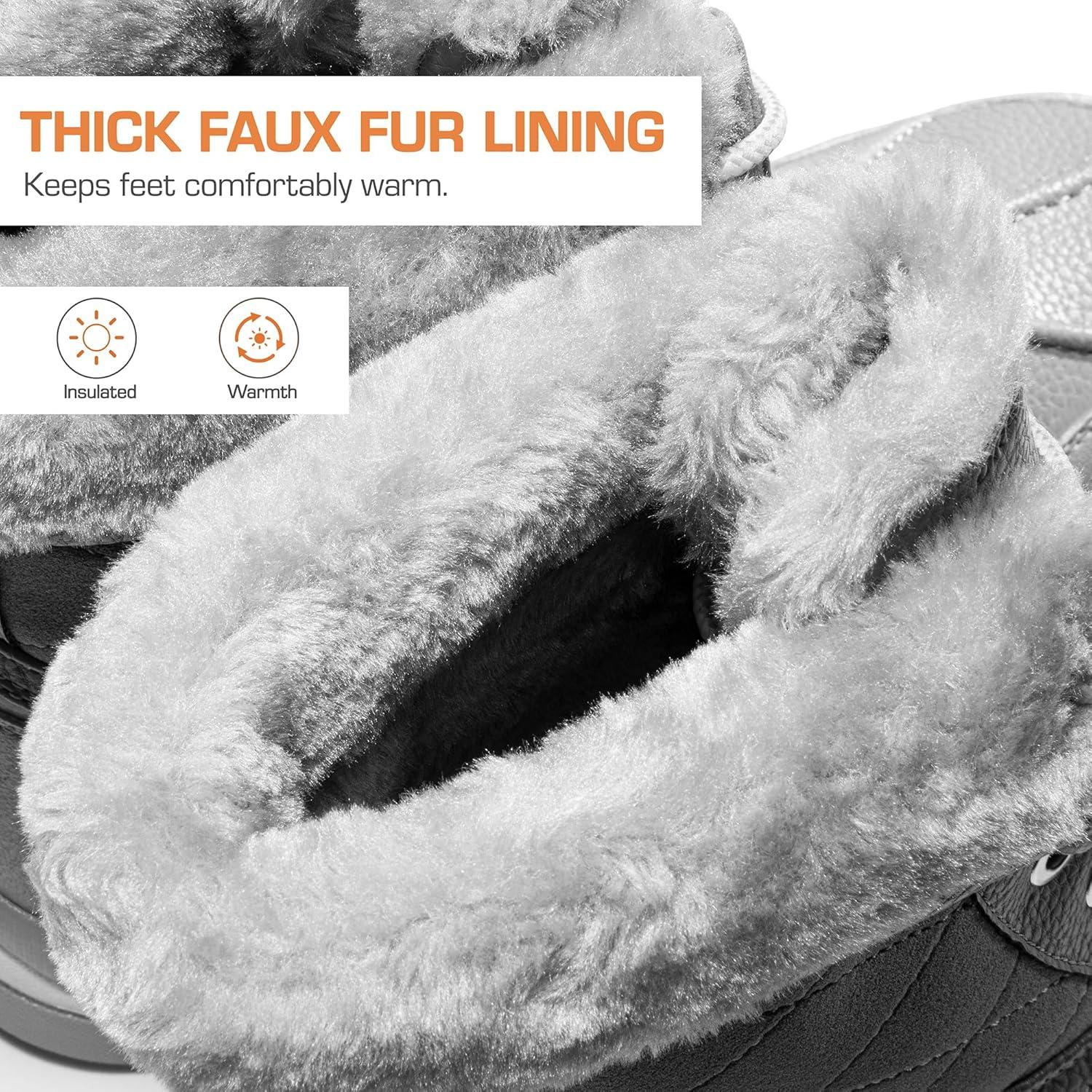 imageDREAM PAIRS Snow Boots for Women Waterproof Mid Calf Lace Up Duck Boots Warm Faux Fur FuzzyGo Bold Winter Boots for OutdoorLight Grey