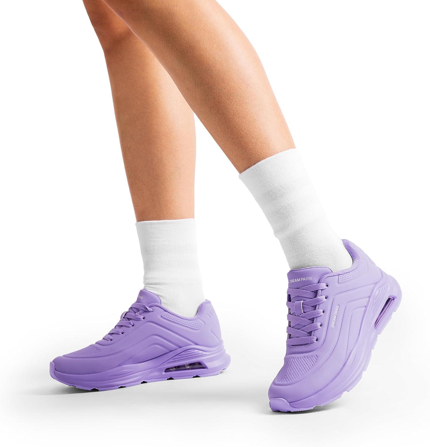 imageDREAM PAIRS Women Platform Wedge Walking Reese Chunky Shoes High Heel Air Cushion Casual Fashion SneakerPurple