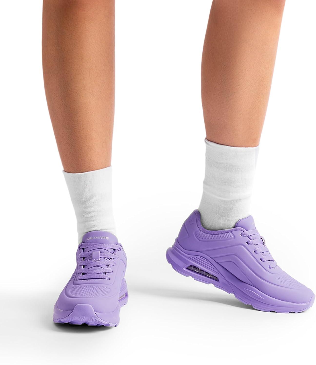 imageDREAM PAIRS Women Platform Wedge Walking Reese Chunky Shoes High Heel Air Cushion Casual Fashion SneakerPurple