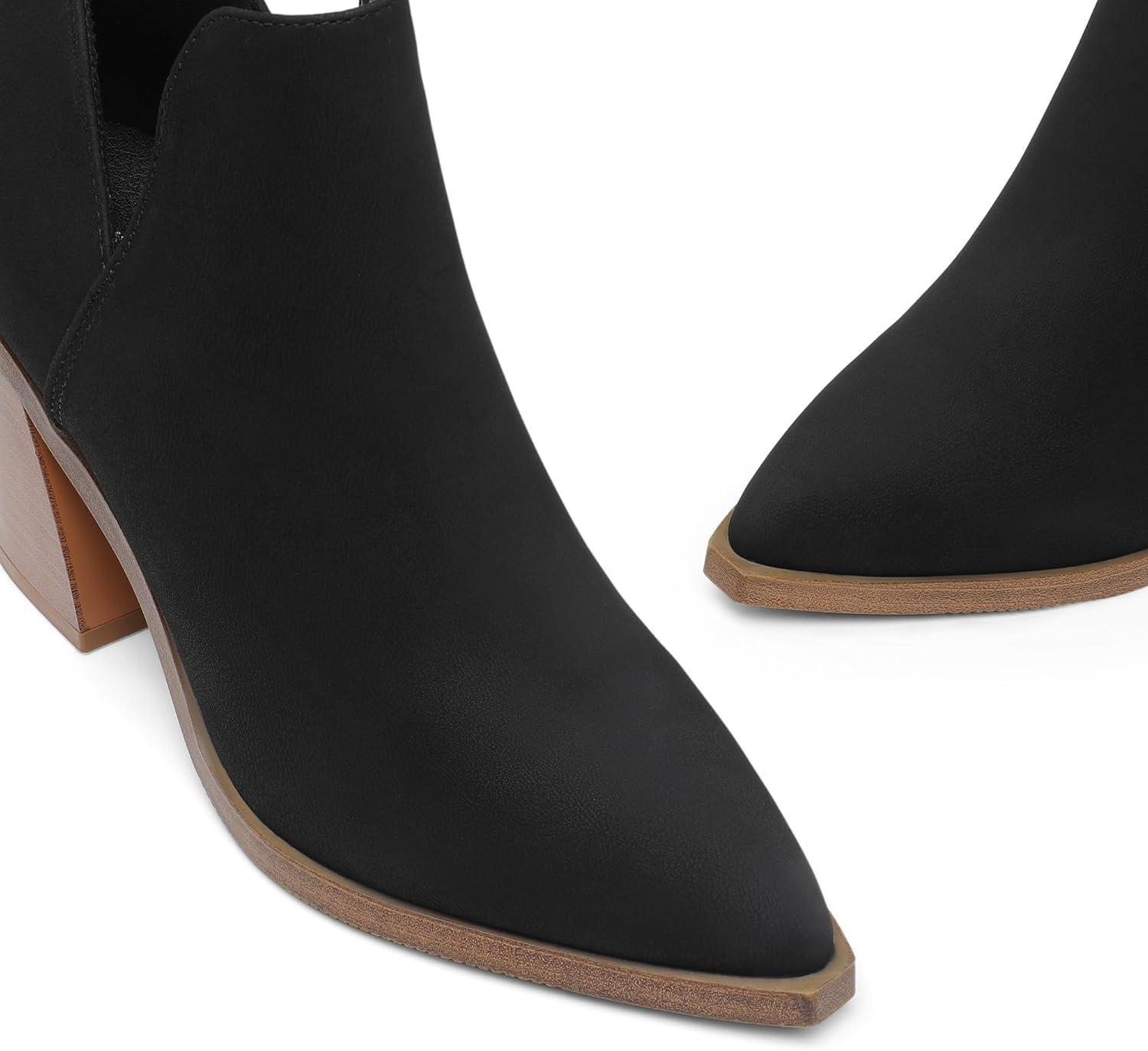 imageDREAM PAIRS Womens Ankle Boots Chunky Heel Pointed Toe Short Booties ShoesBlacknubuck