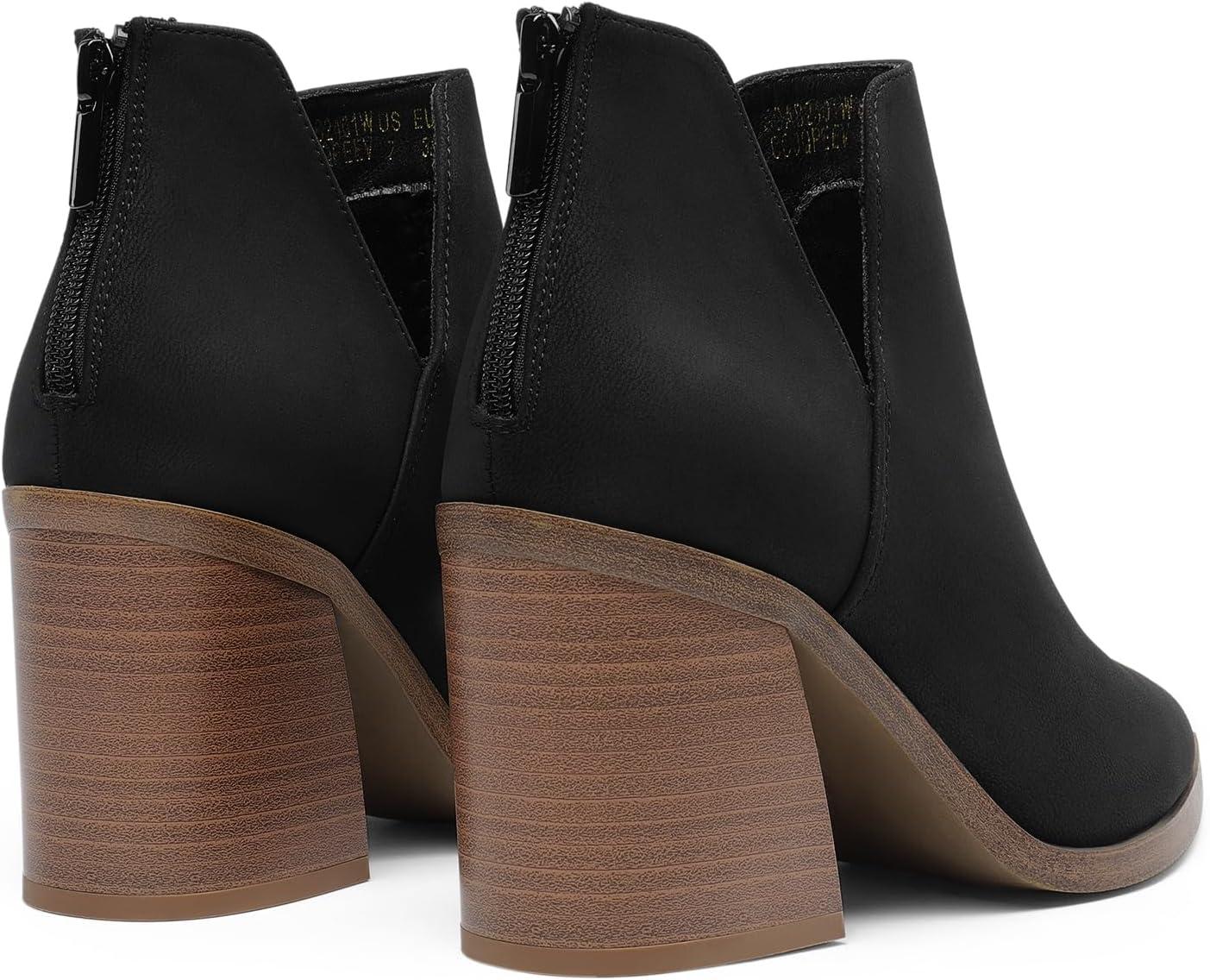 imageDREAM PAIRS Womens Ankle Boots Chunky Heel Pointed Toe Short Booties ShoesBlacknubuck