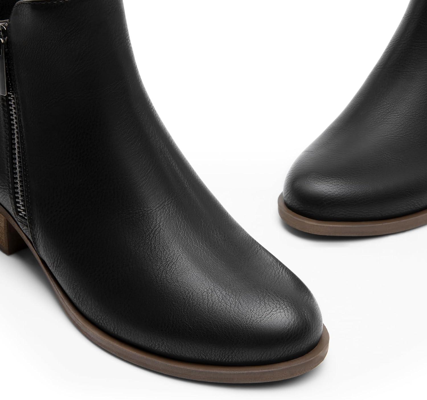 imageDREAM PAIRS Womens Ankle Boots Classic Low Chunky Heel Side Zipper Booties ShoesBlackpu