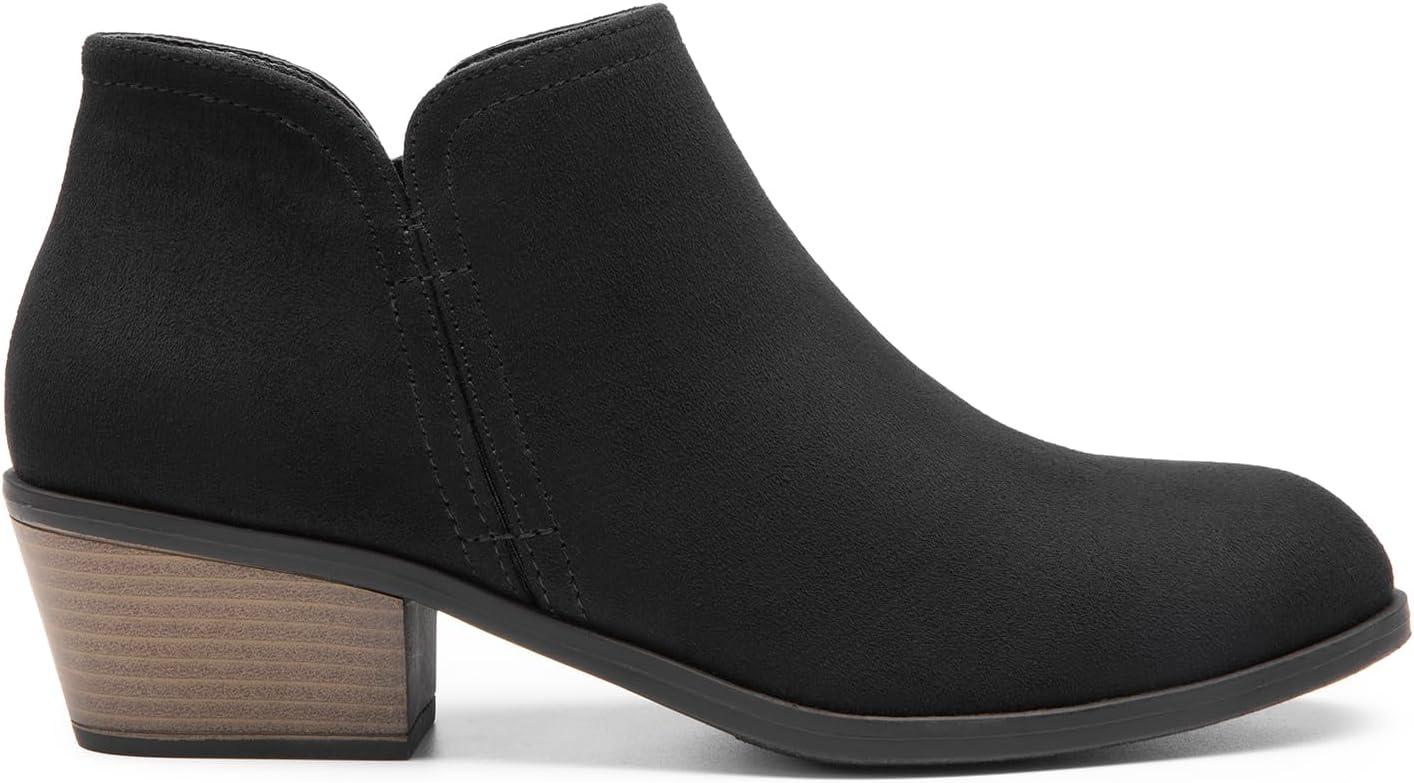 imageDREAM PAIRS Womens Ankle Boots Low Chunky Heel Comfortable Short Fall Booties ShoesBlacksuede