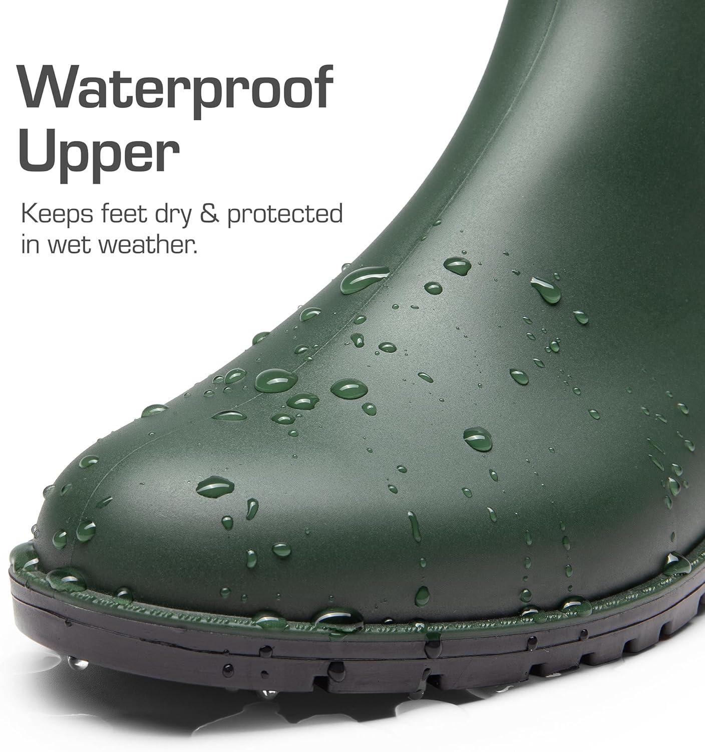 imageDREAM PAIRS Womens Ankle Rain Boots Chelsea Short Boots Waterproof Elastic Slip On Lightweight Comfortable Garden Outdoor ShoesOlive Green