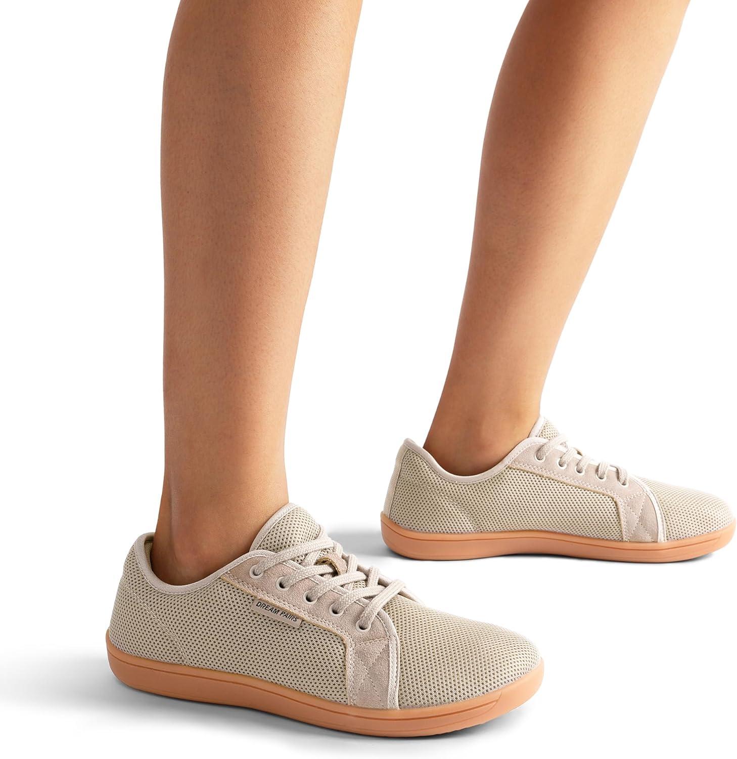 imageDREAM PAIRS Womens Barefoot Walking Wide Toe Box Zero Drop Minimalist Sneakers Non Slip Breathable Comfortable Lightweight Walking ShoesLight Brown