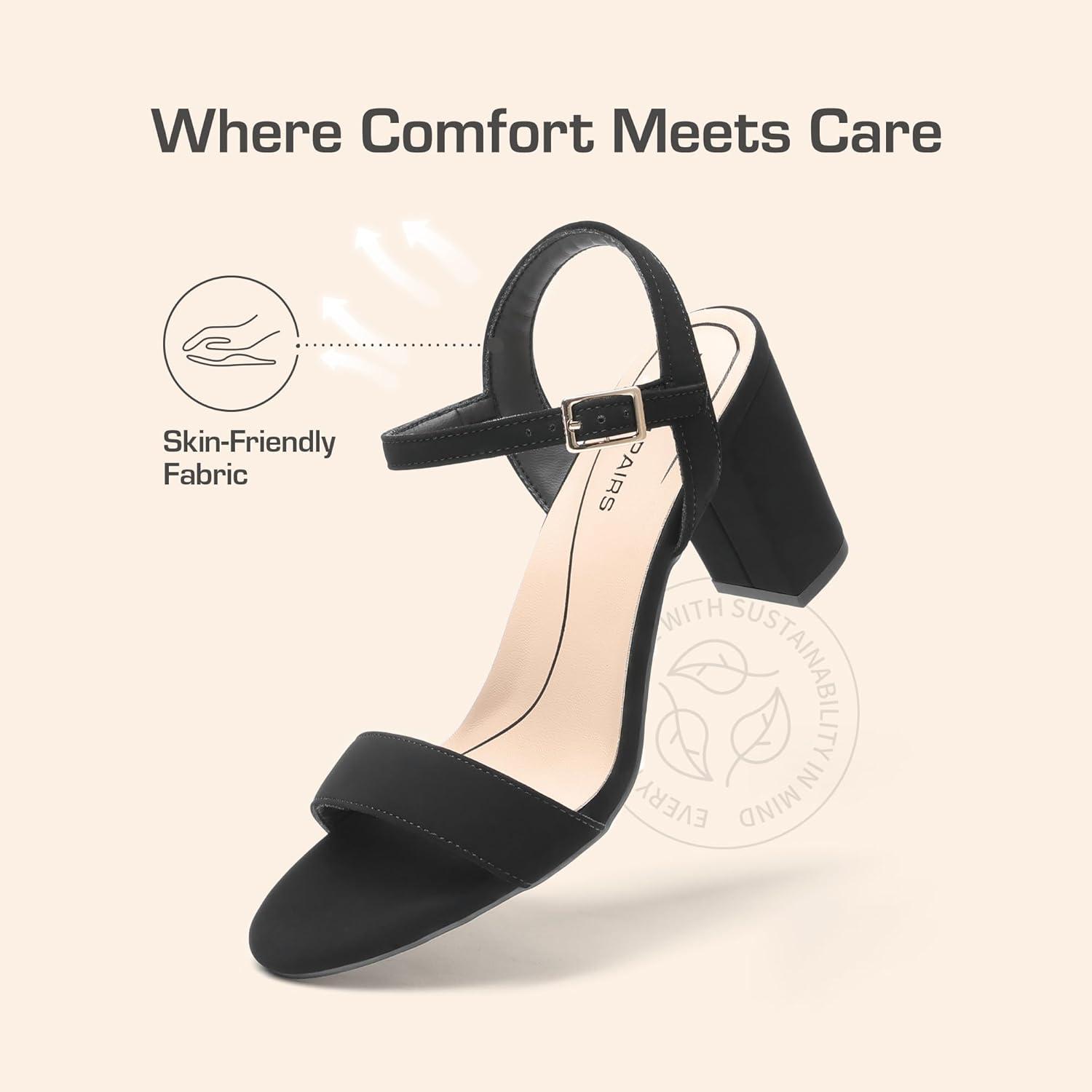 imageDREAM PAIRS Womens Chunky Heels Block Round Open Toe Ankle Strap Heel Fashion Wedding Party Comfort Dress Sandals ShoesBlacknubuck