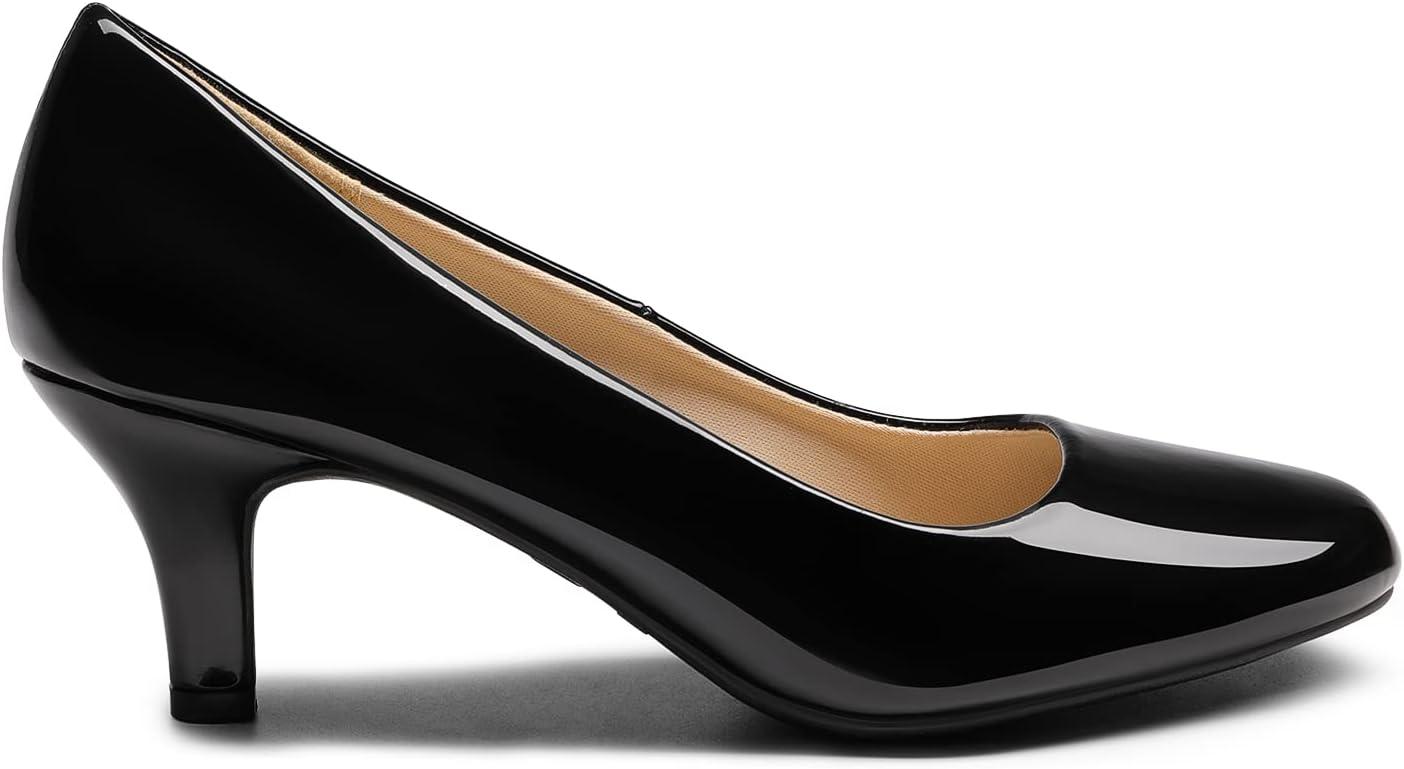 imageDREAM PAIRS Womens Dress Comfortable Low Heel Pump ShoesBlackPat