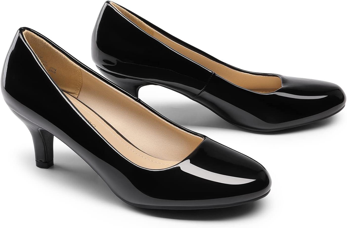 imageDREAM PAIRS Womens Dress Comfortable Low Heel Pump ShoesBlackPat