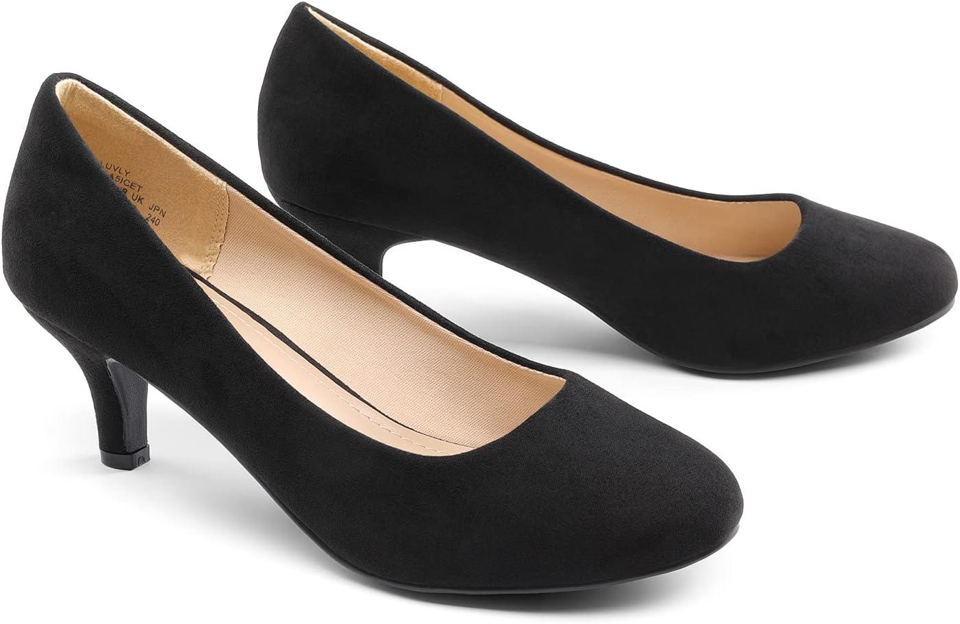 imageDREAM PAIRS Womens Dress Comfortable Low Heel Pump ShoesBlacksuede