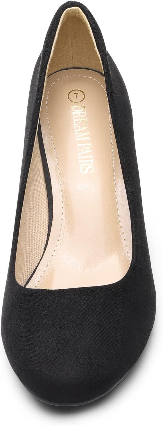imageDREAM PAIRS Womens Dress Comfortable Low Heel Pump ShoesBlacksuede