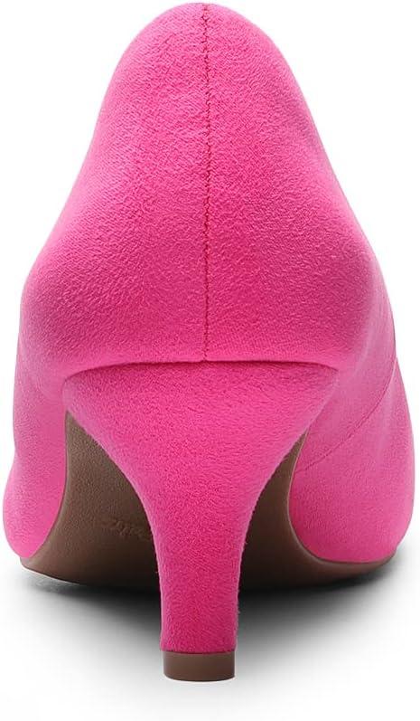 imageDREAM PAIRS Womens Dress Comfortable Low Heel Pump ShoesFuchsiaSuede