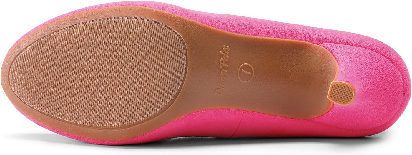 imageDREAM PAIRS Womens Dress Comfortable Low Heel Pump ShoesFuchsiaSuede