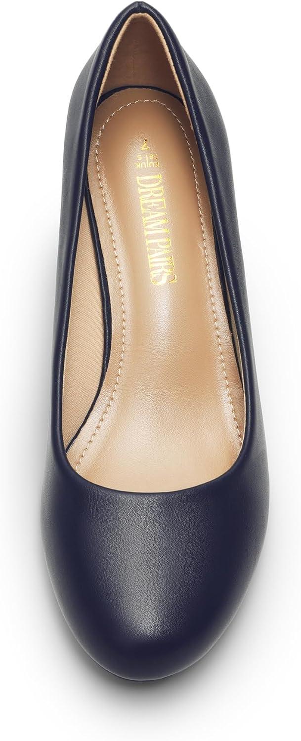 imageDREAM PAIRS Womens Dress Comfortable Low Heel Pump ShoesNavypu