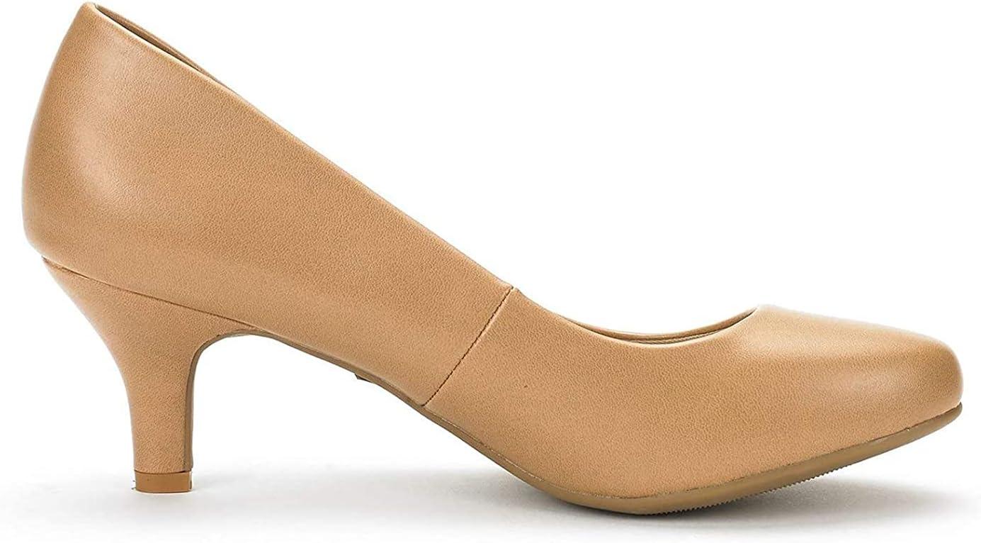imageDREAM PAIRS Womens Dress Comfortable Low Heel Pump ShoesTaupePu