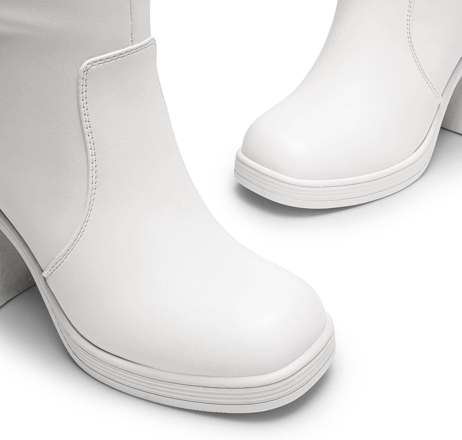 imageDREAM PAIRS Womens Knee High Boots Square Toe Chunky Block Heel Side Zipper Platform Gogo Boots