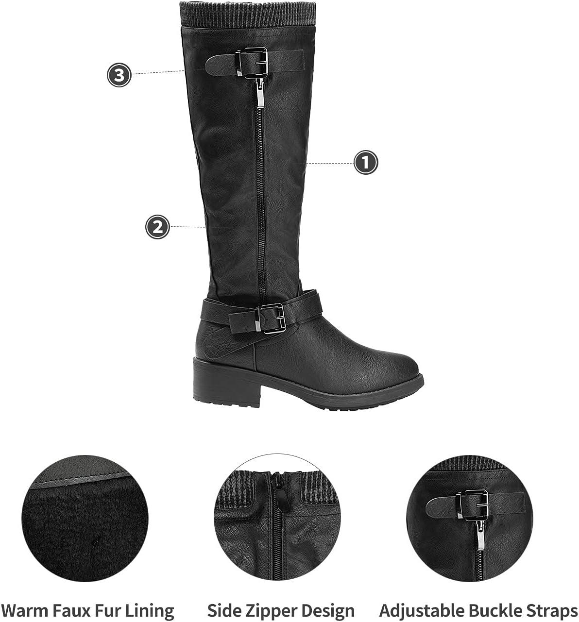 imageDREAM PAIRS Womens Knee High Boots Wide Calf Low Heel Riding Boots Fall Tall Boots for WomenBlack Puwidecalf