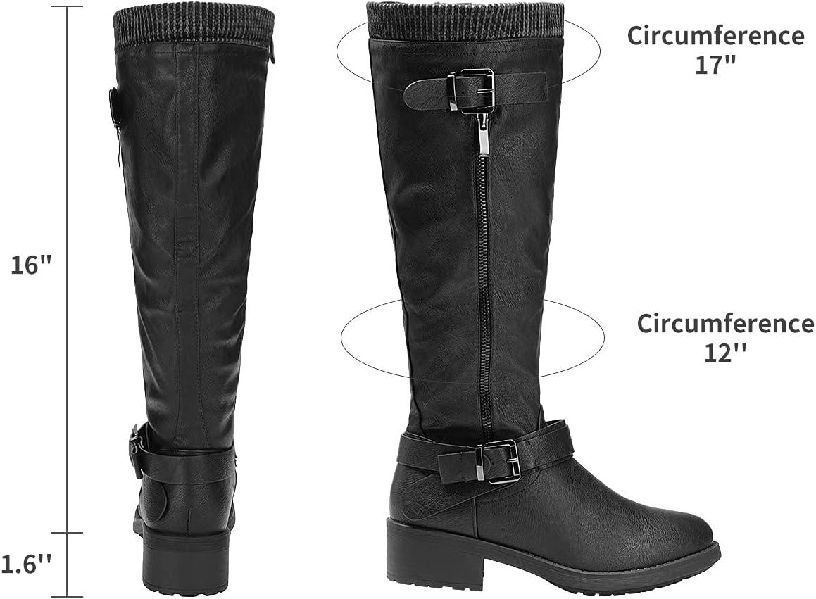 imageDREAM PAIRS Womens Knee High Boots Wide Calf Low Heel Riding Boots Fall Tall Boots for WomenBlack Puwidecalf