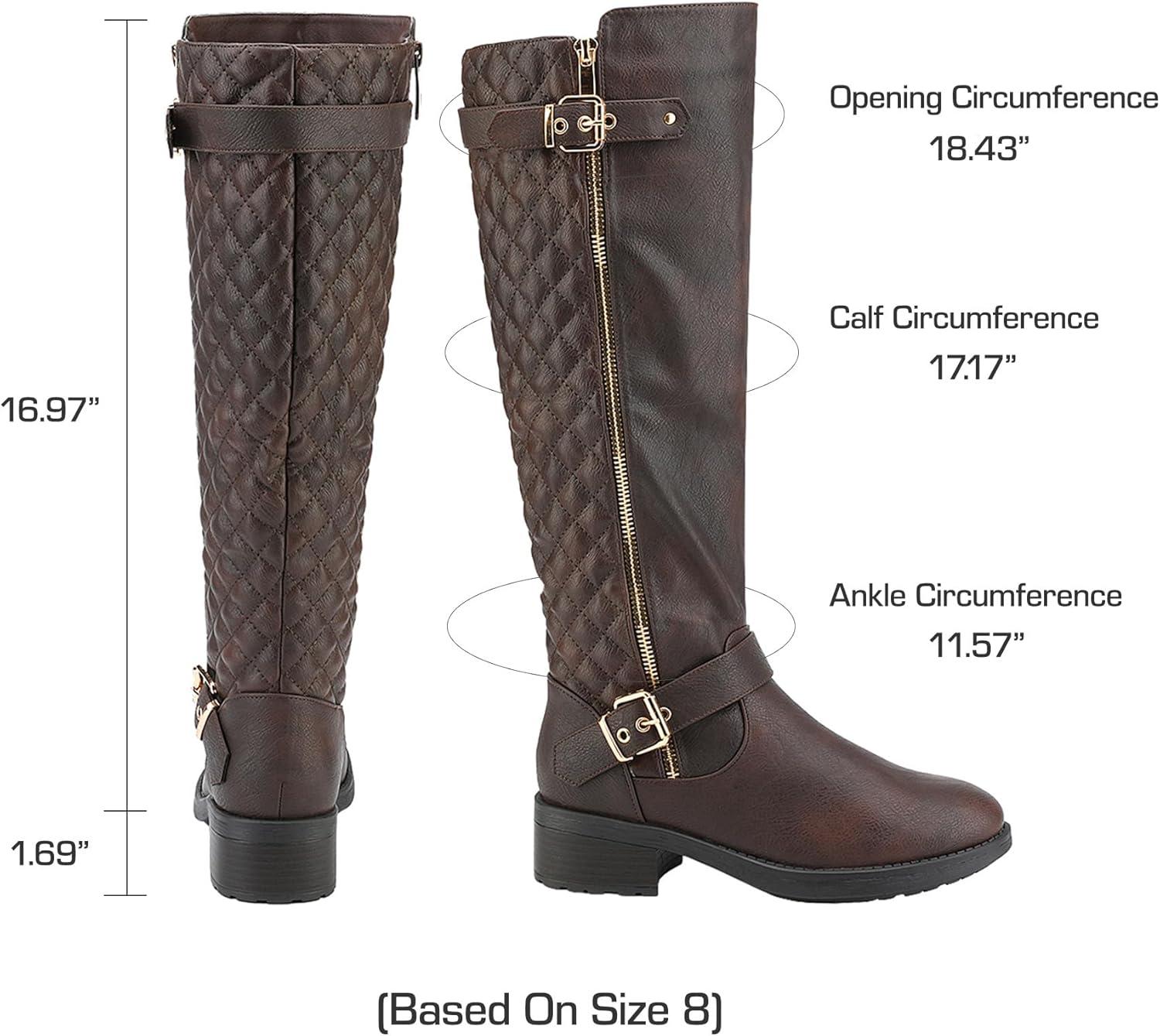 imageDREAM PAIRS Womens Knee High Boots Wide Calf Low Heel Riding Boots Fall Tall Boots for WomenBrown