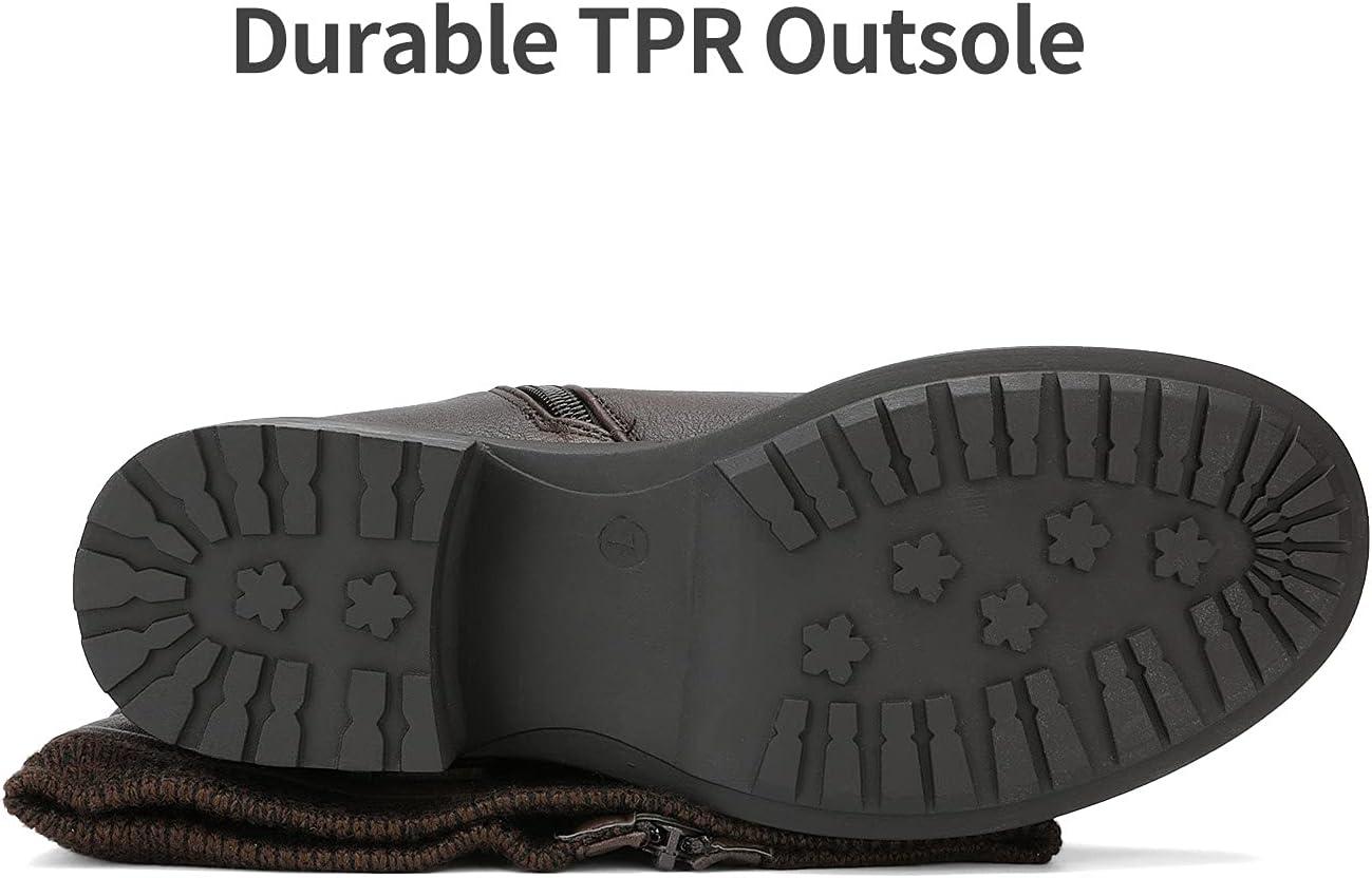 imageDREAM PAIRS Womens Knee High Boots Wide Calf Low Heel Riding Boots Fall Tall Boots for WomenBrown Puwidecalf