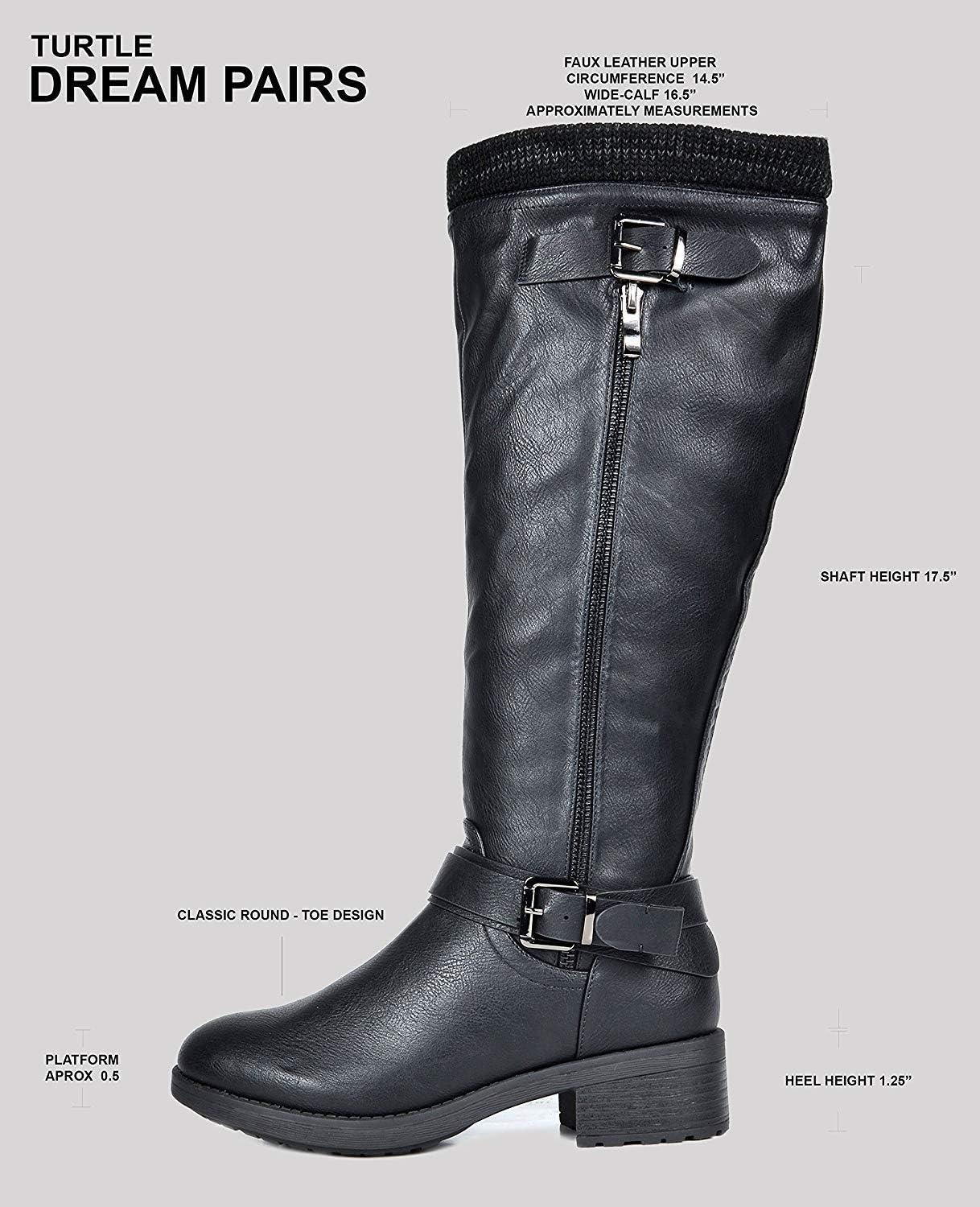 imageDREAM PAIRS Womens Knee High Boots Wide Calf Low Heel Riding Boots Fall Tall Boots for WomenBrownturtle