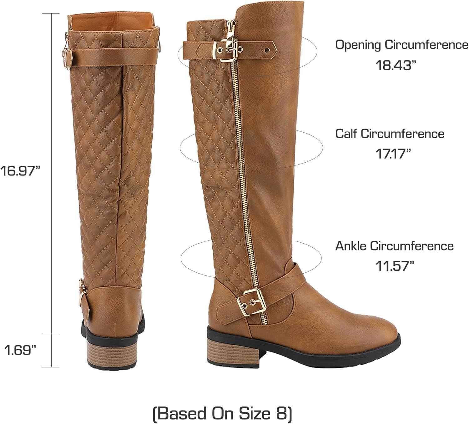 imageDREAM PAIRS Womens Knee High Boots Wide Calf Low Heel Riding Boots Fall Tall Boots for WomenCamel