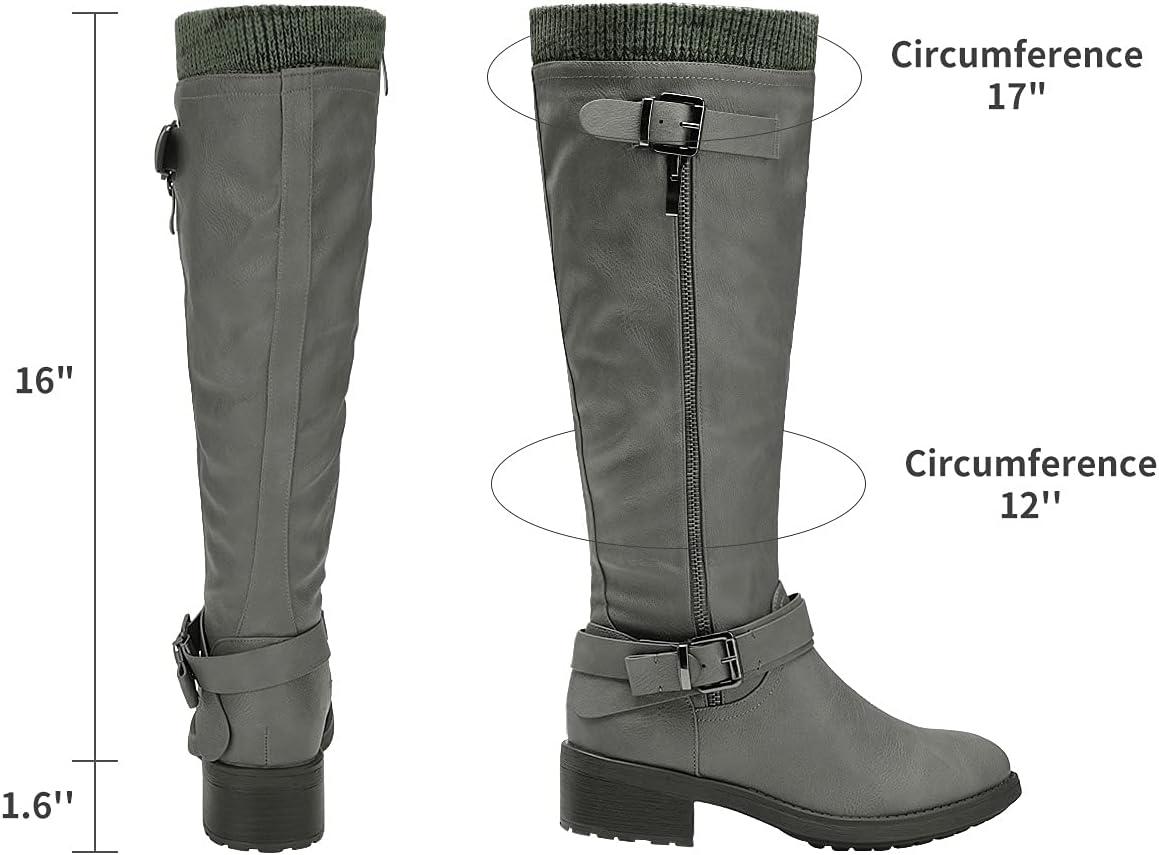 imageDREAM PAIRS Womens Knee High Boots Wide Calf Low Heel Riding Boots Fall Tall Boots for WomenGrey Puwidecalf