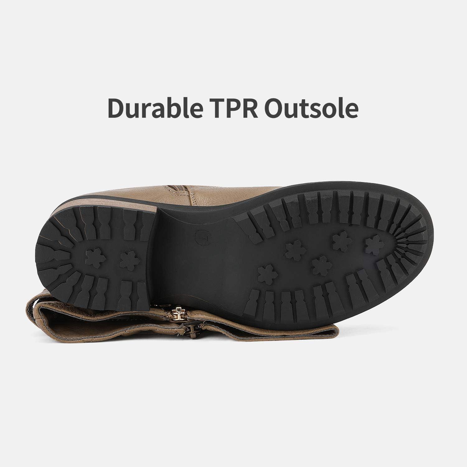 imageDREAM PAIRS Womens Knee High Boots Wide Calf Low Heel Riding Boots Fall Tall Boots for WomenKhaki