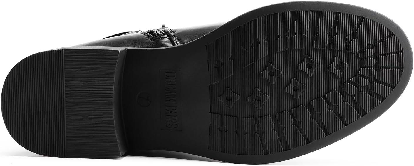 imageDREAM PAIRS Womens Knee High Riding Boots Comfortable Low Chunky Heel Side Zipper Round Toe Casual Classic RanchingBlackoil Skin