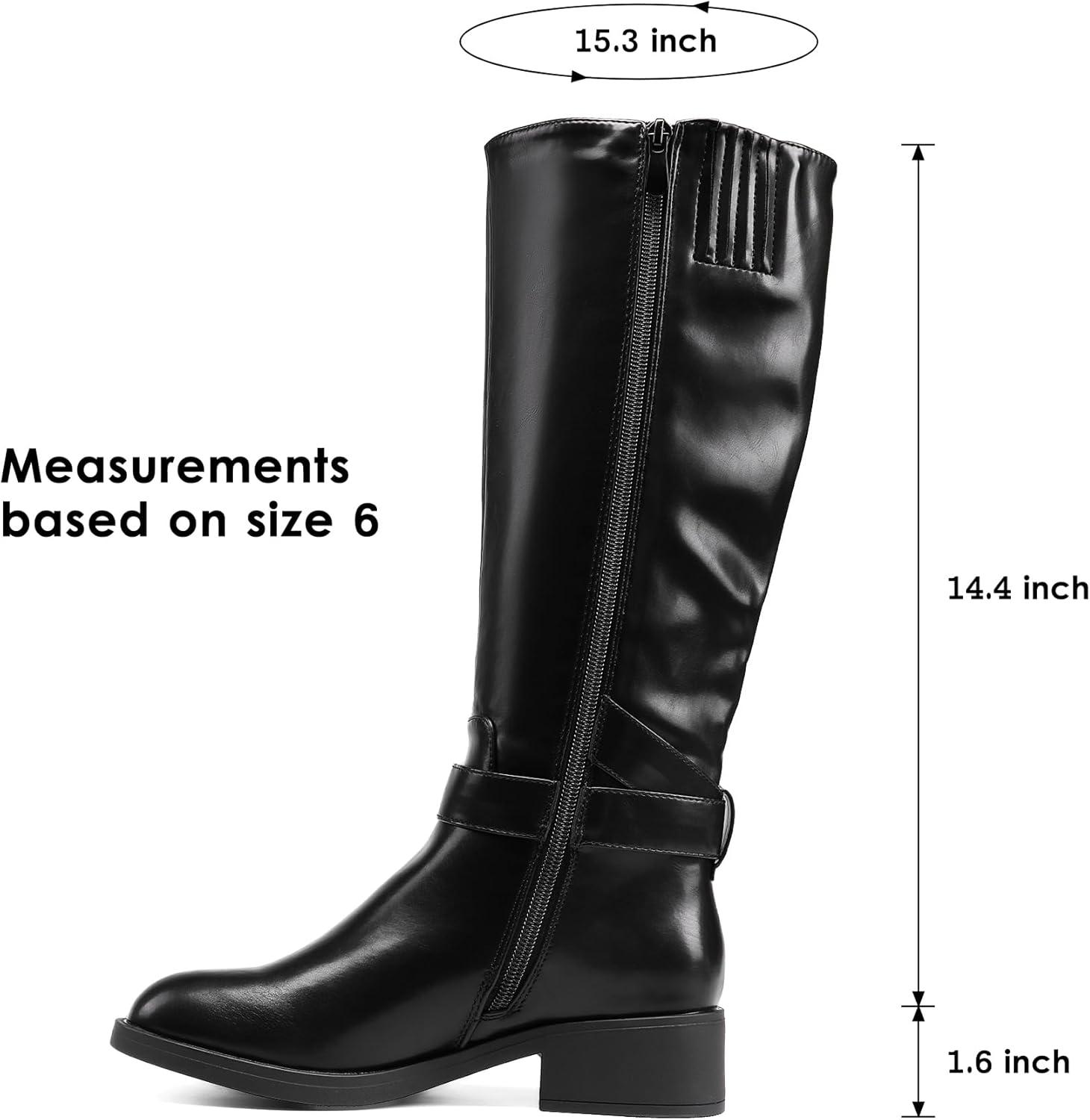 imageDREAM PAIRS Womens Knee High Riding Boots Comfortable Low Chunky Heel Side Zipper Round Toe Casual Classic RanchingBlackoil Skin