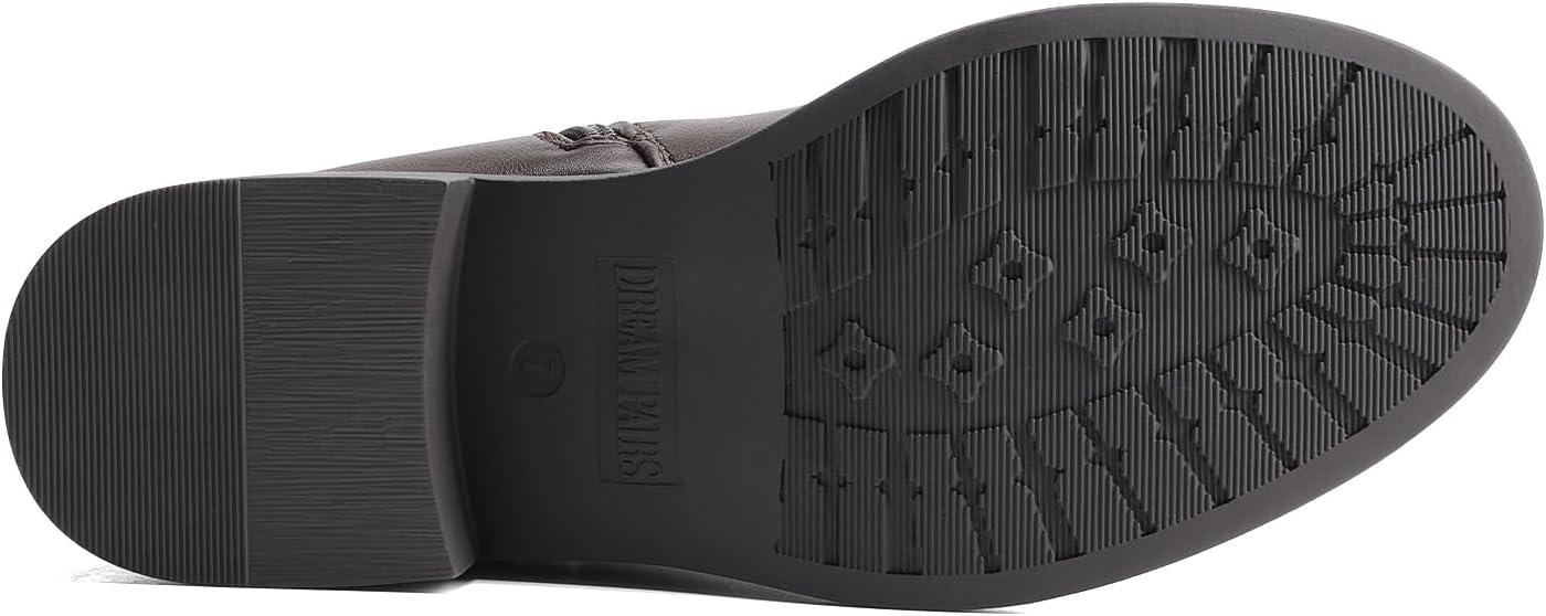 imageDREAM PAIRS Womens Knee High Riding Boots Comfortable Low Chunky Heel Side Zipper Round Toe Casual Classic RanchingBrown