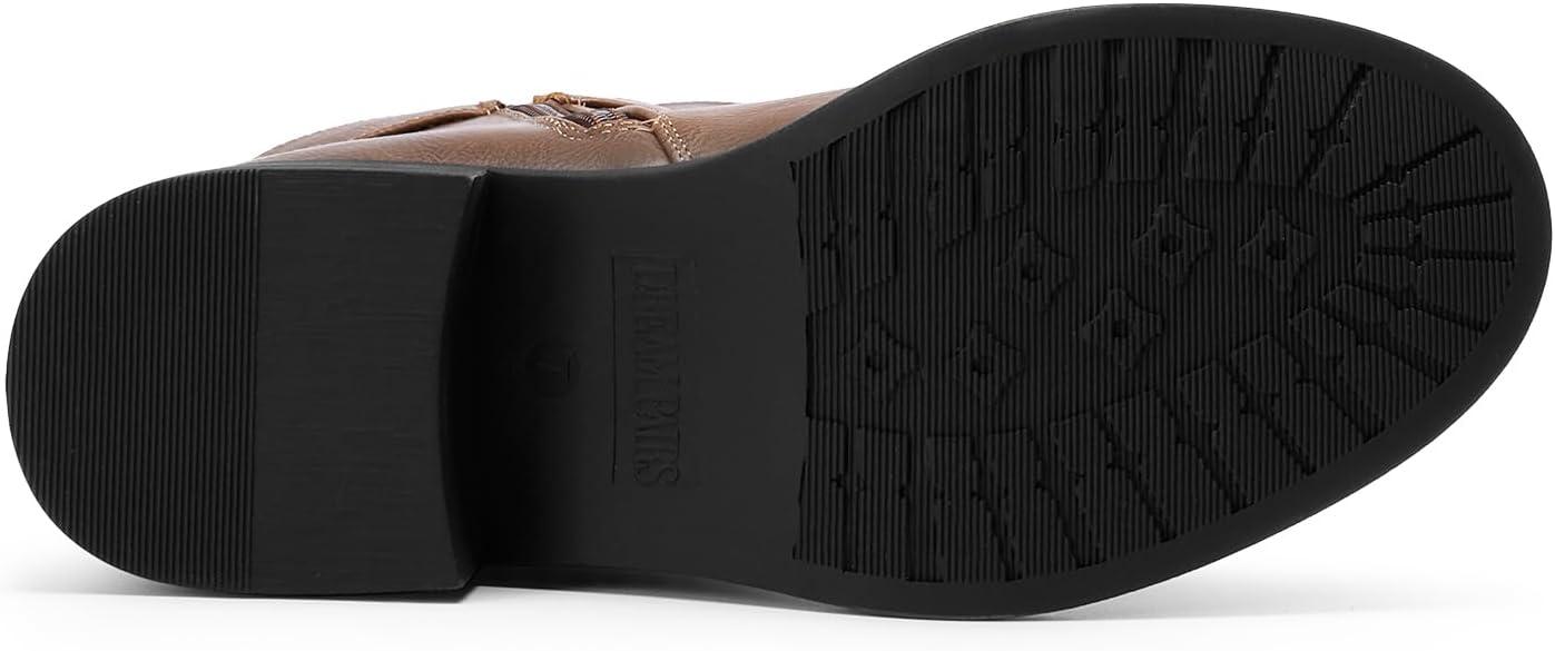 imageDREAM PAIRS Womens Knee High Riding Boots Comfortable Low Chunky Heel Side Zipper Round Toe Casual Classic RanchingLight Brown