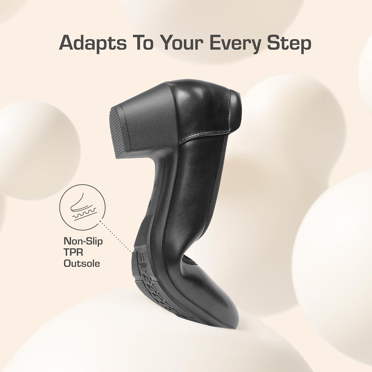 imageDREAM PAIRS Womens Low Chunky Heels Comfortable Block Work Pumps Closed Round Toe Dress Shoes for Office BusinessBlack