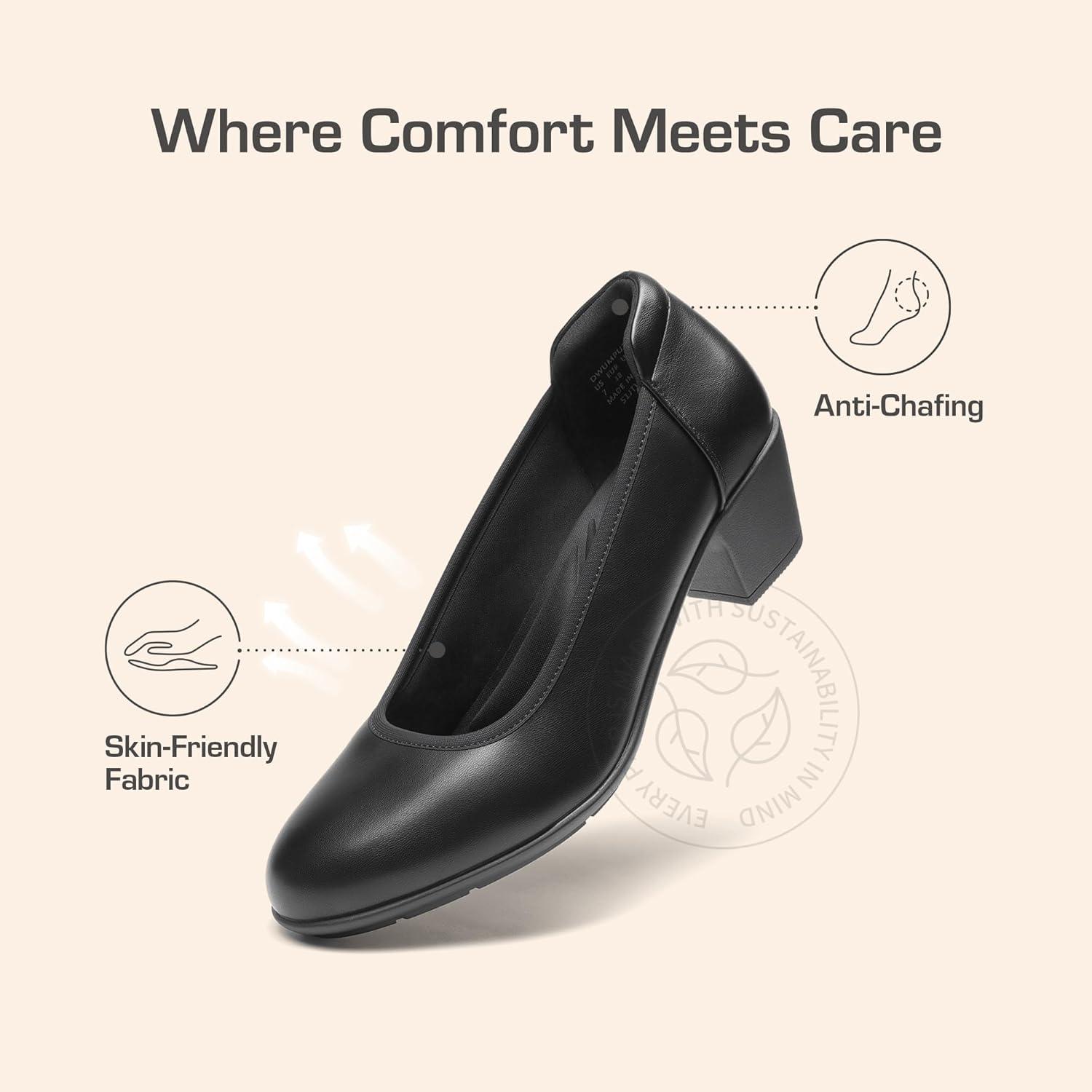 imageDREAM PAIRS Womens Low Chunky Heels Comfortable Block Work Pumps Closed Round Toe Dress Shoes for Office BusinessBlack