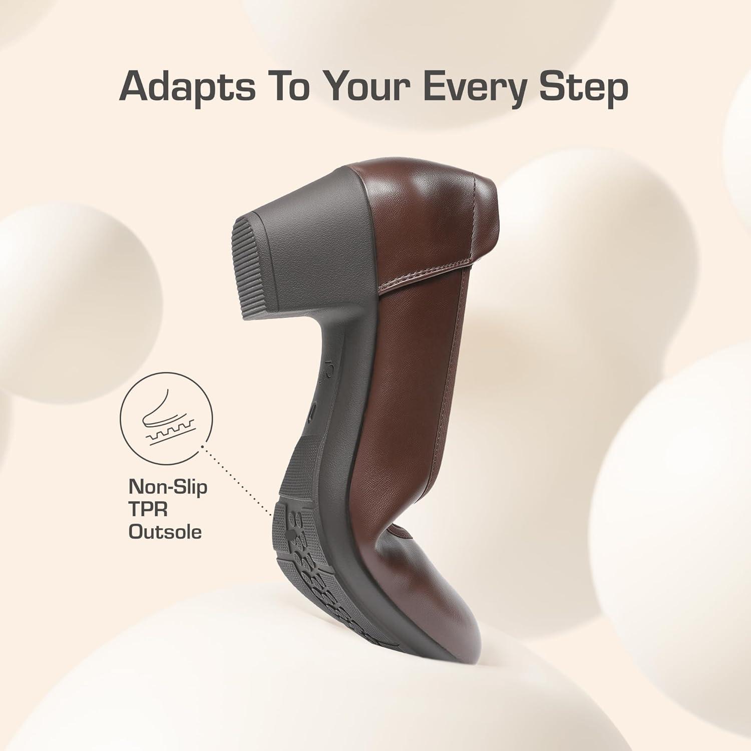 imageDREAM PAIRS Womens Low Chunky Heels Comfortable Block Work Pumps Closed Round Toe Dress Shoes for Office BusinessBrown