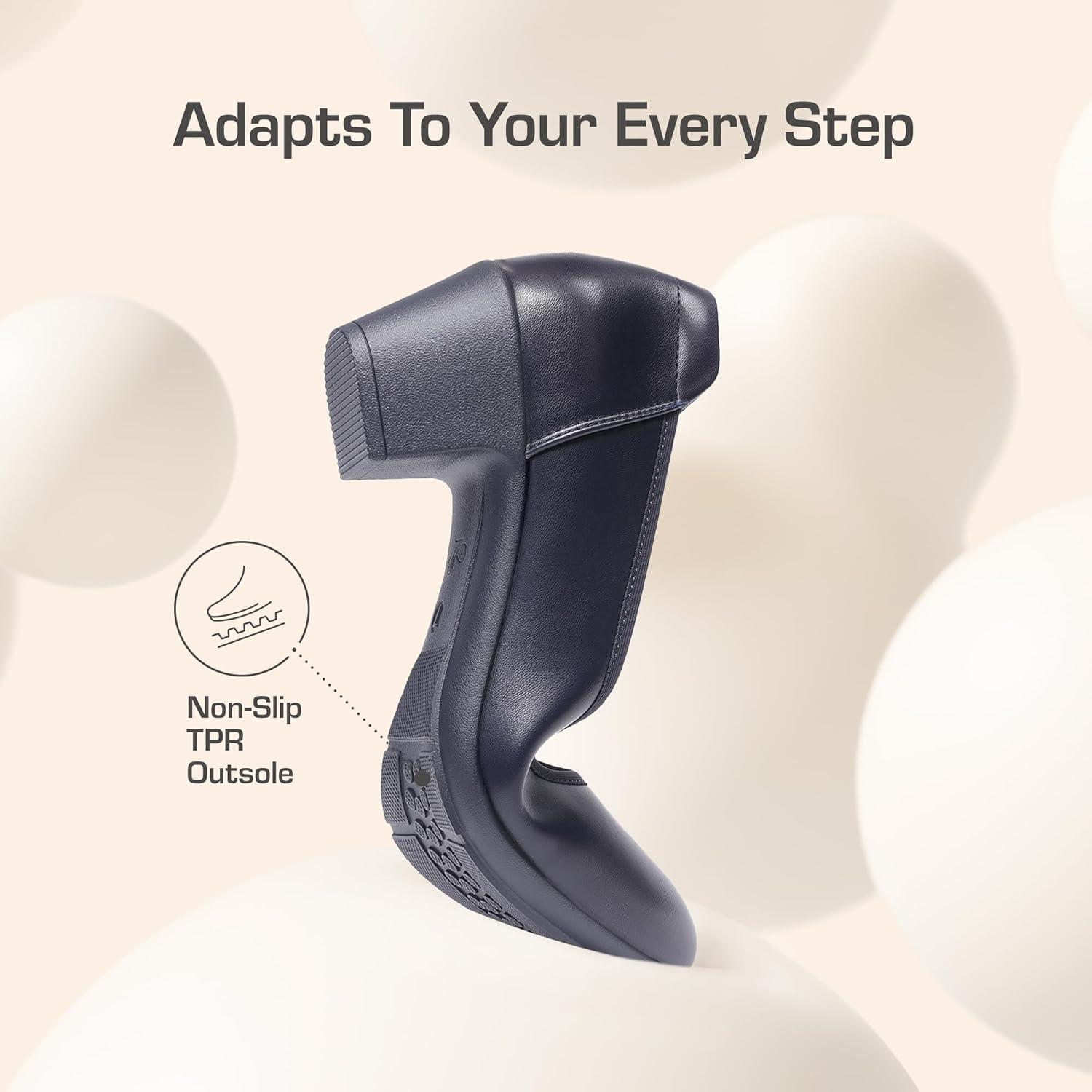 imageDREAM PAIRS Womens Low Chunky Heels Comfortable Block Work Pumps Closed Round Toe Dress Shoes for Office BusinessNavy